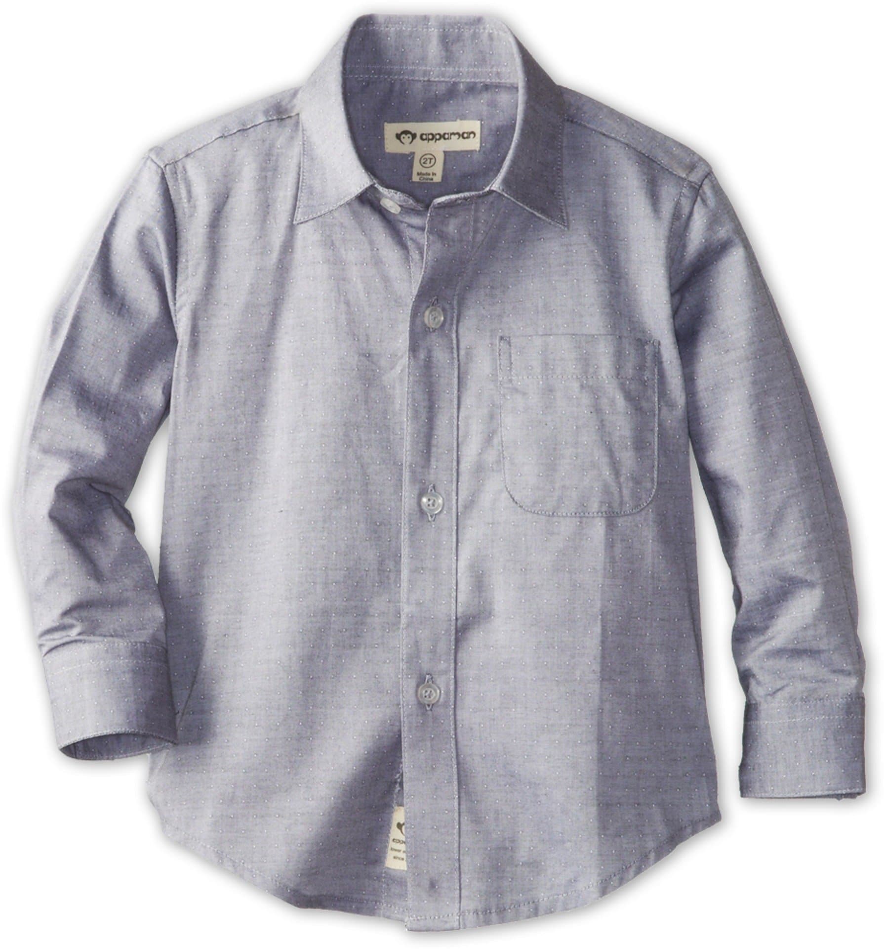 Appaman The Standard Shirt, Grey, 3T | Classic Fit, Long Sleeve Cotton for Boys — 4T