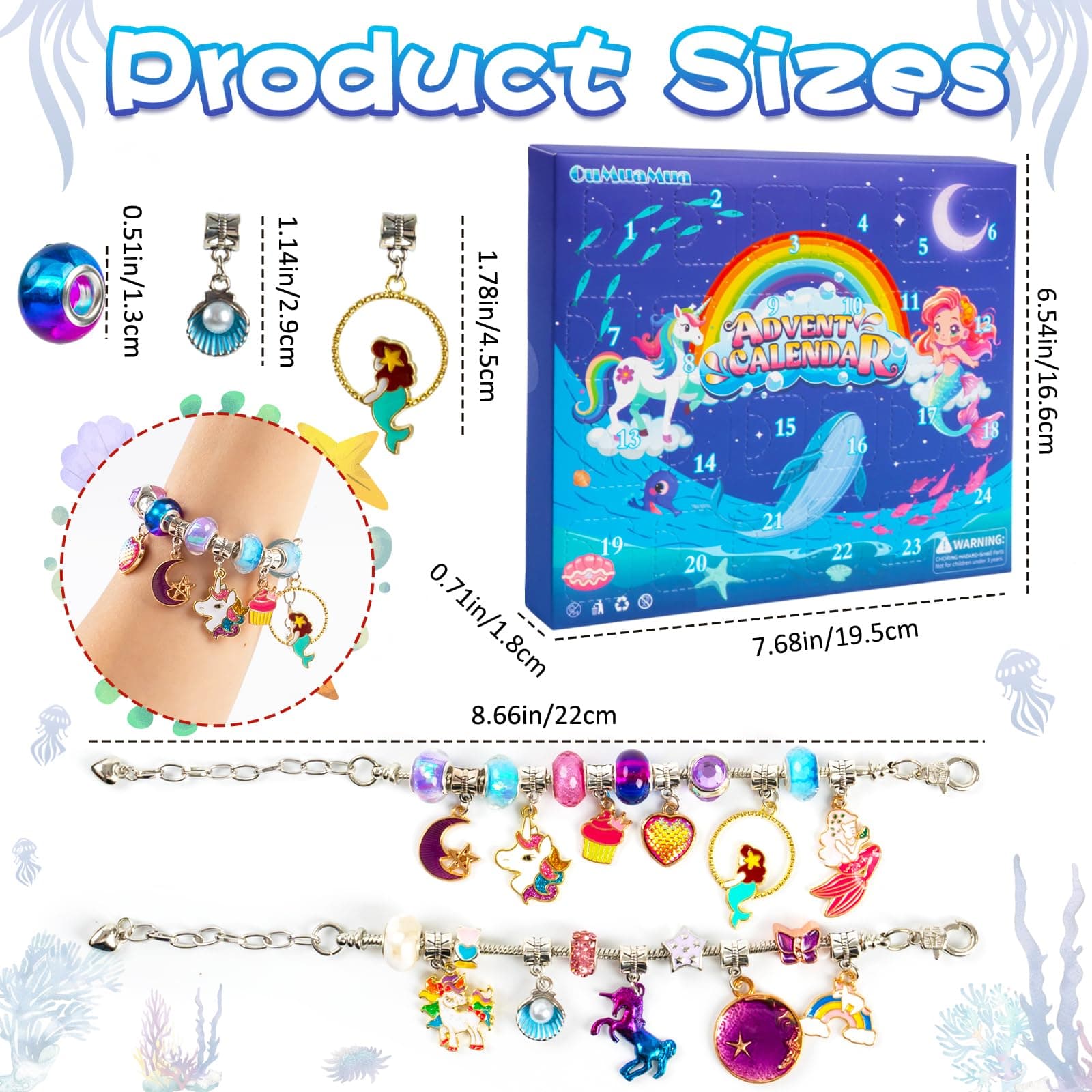 OuMuaMua Christmas Bracelets Advent Calendar 2026 for Girls | 24-Day DIY Jewelry Kit with Charms & Adjustable Chains - view 6