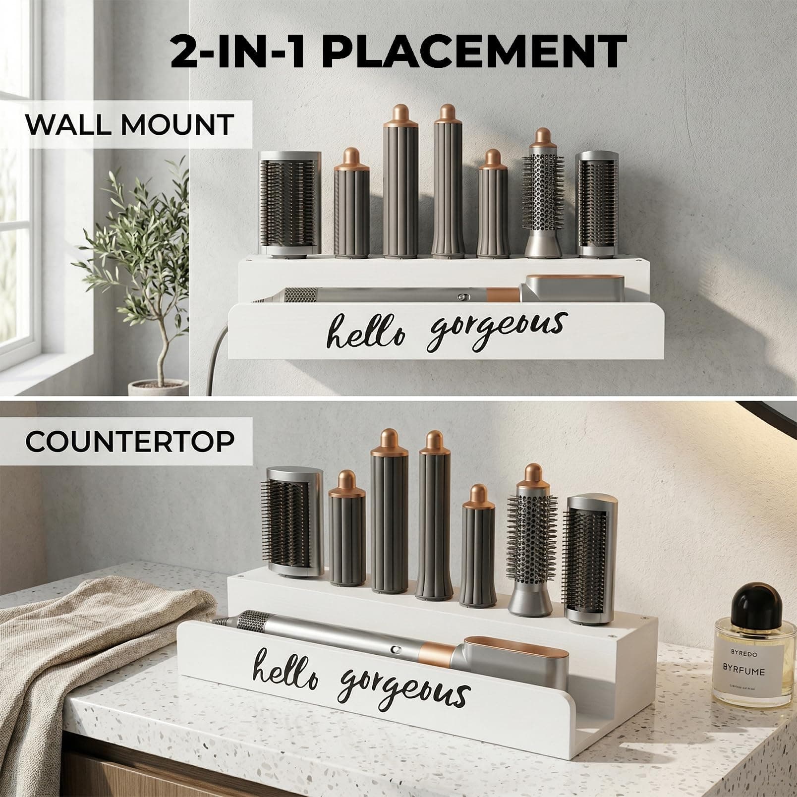 CHONIC Storage Holder for Dyson Airwrap | Farmhouse Wall Mount Organizer (15.35 x 5.51 x 2.76 inches) - view 3