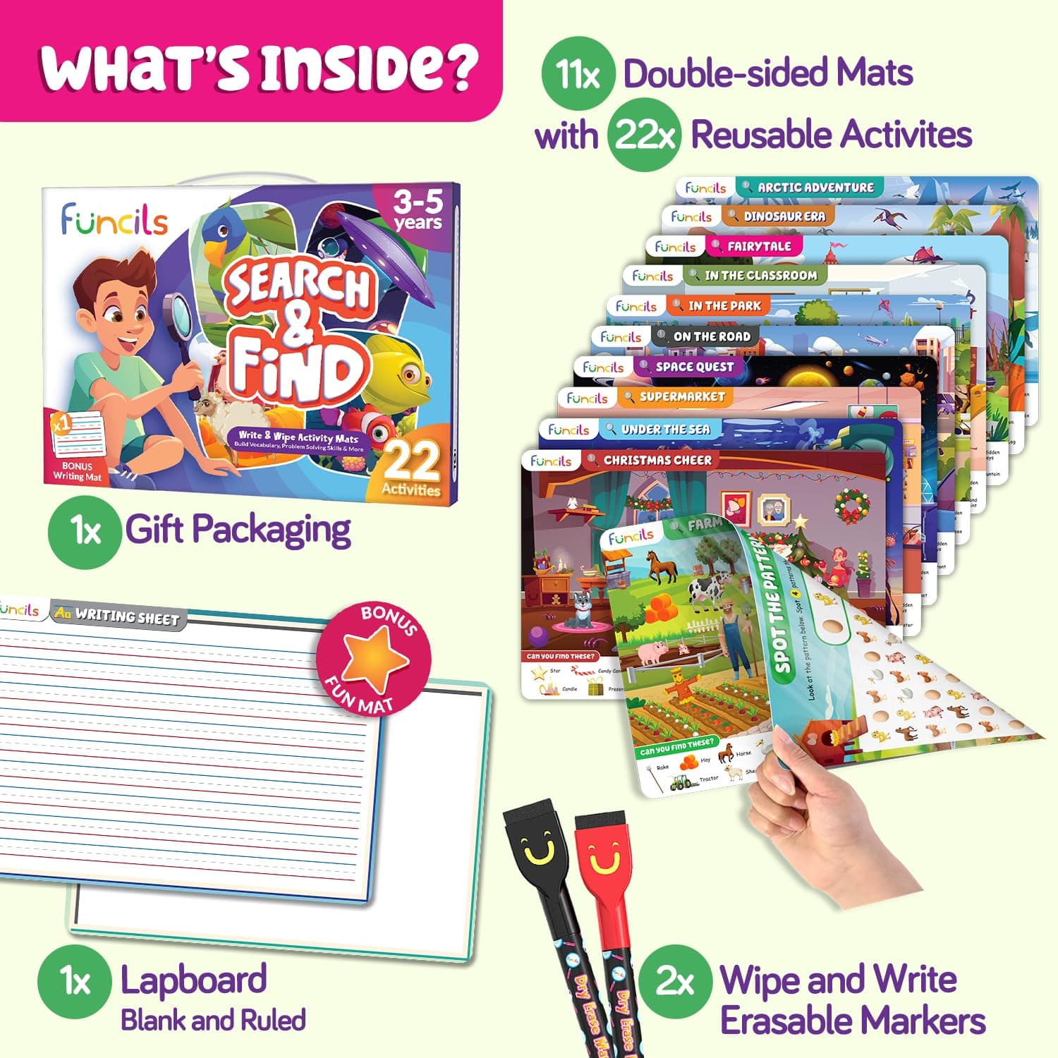 Funcils Search and Find Educational Toy Mats for Kids Ages 3-6 | Cognitive & Creative Skills - view 2