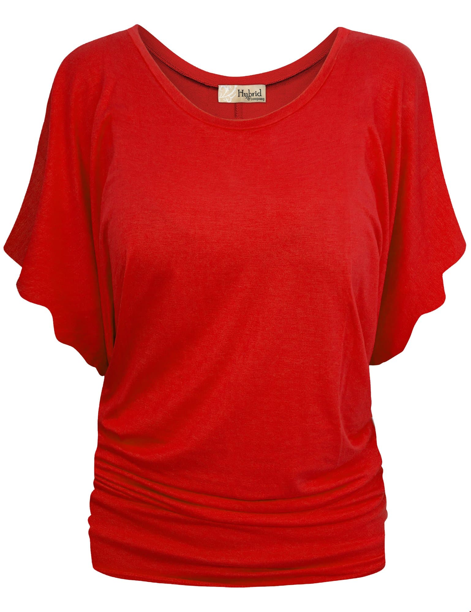 Hybrid & Company Women's Dolman Shirt KT44130 Heather GR S | Casual, Stretchable Summer Top — Red / Medium