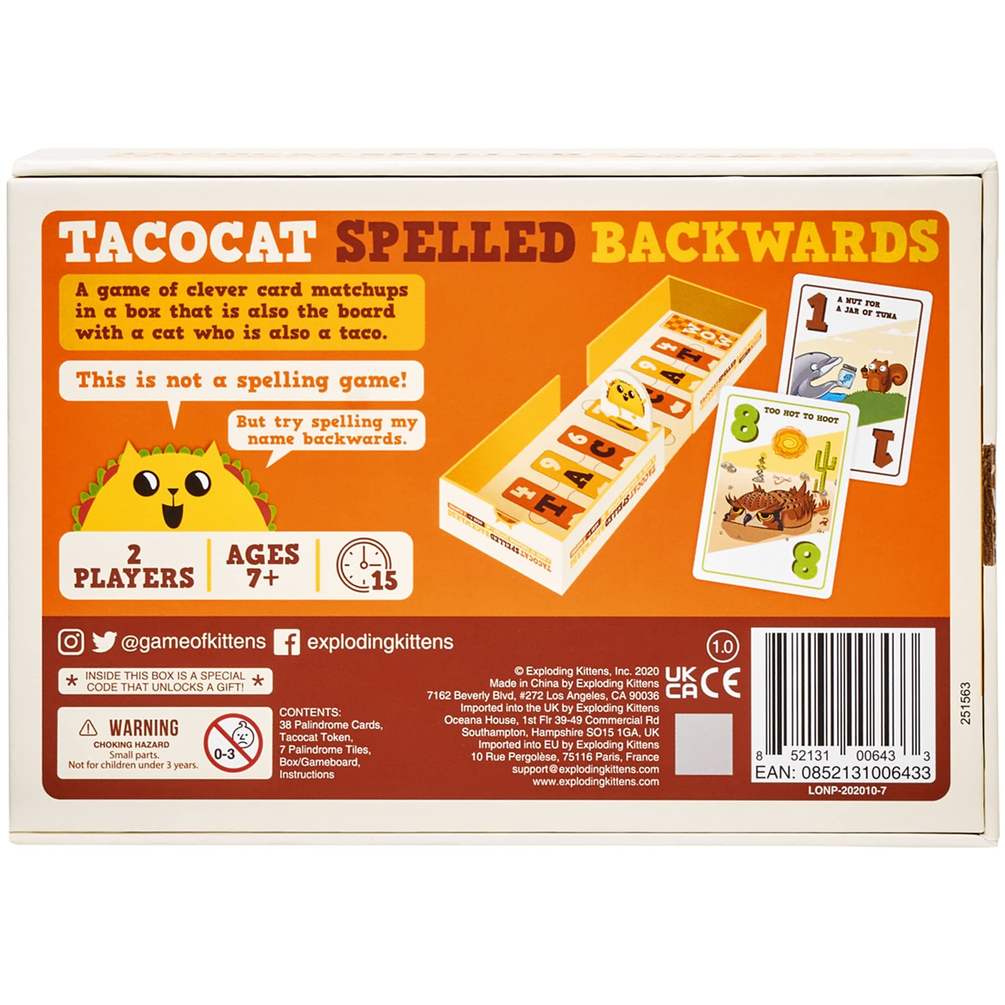 Exploding Kittens Tacocat Spelled Backwards 2 Players | Family Card Game for Kids & Adults - view 5