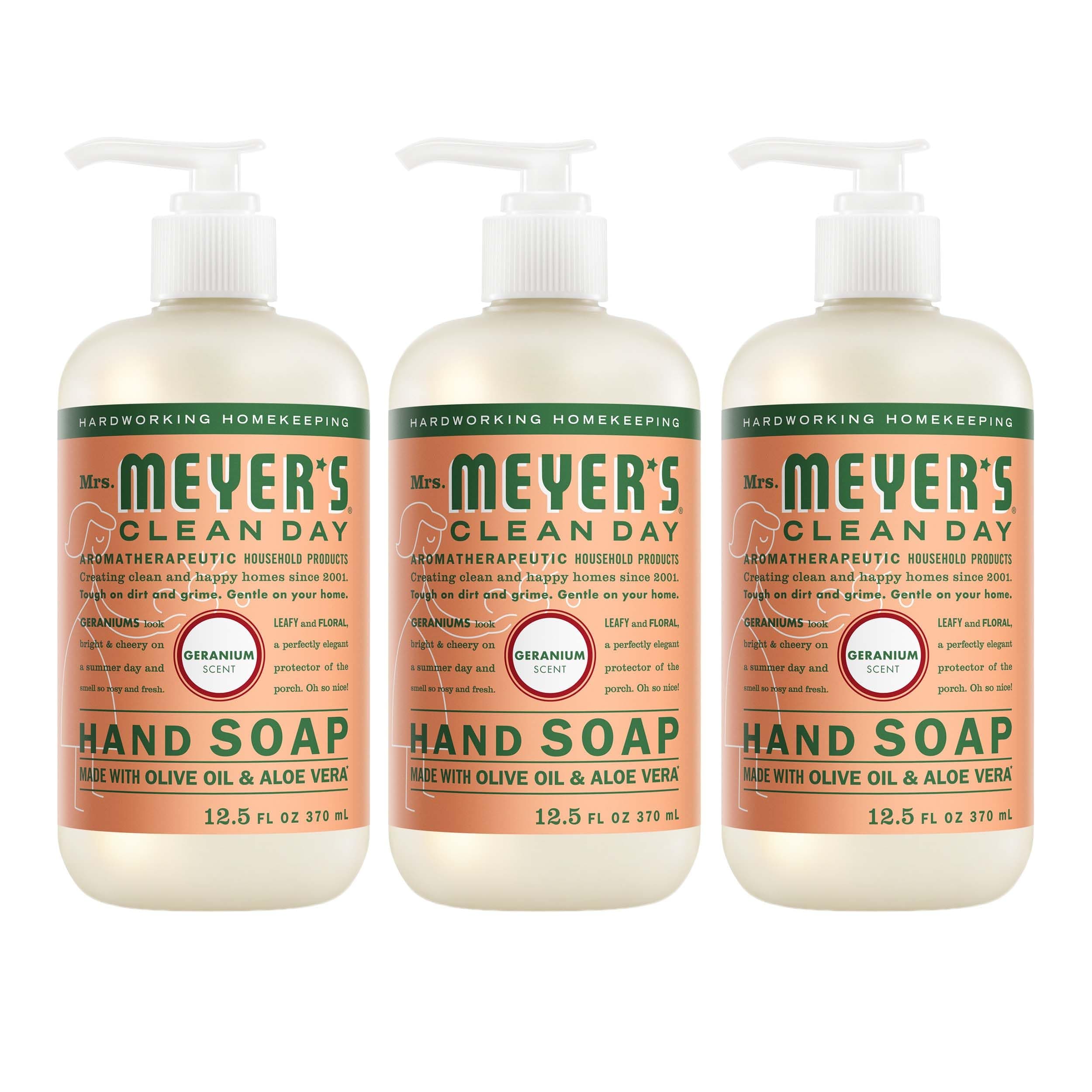 Mrs. Meyer's Clean Day Hand Soap Geranium Scent 3-Pack (12.5 Fl Oz Each) | USA Imported Hand Wash - main product image