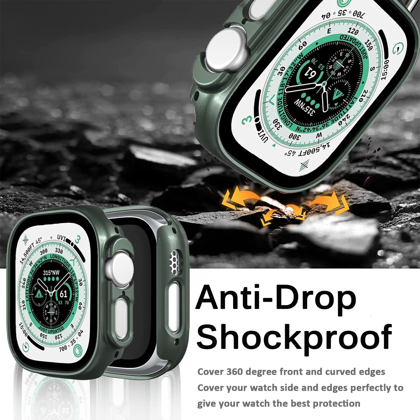 Miimall Apple Watch 49mm Ultra Case | Slim Hard PC Bumper for Ultra 2/3, Green - view 4