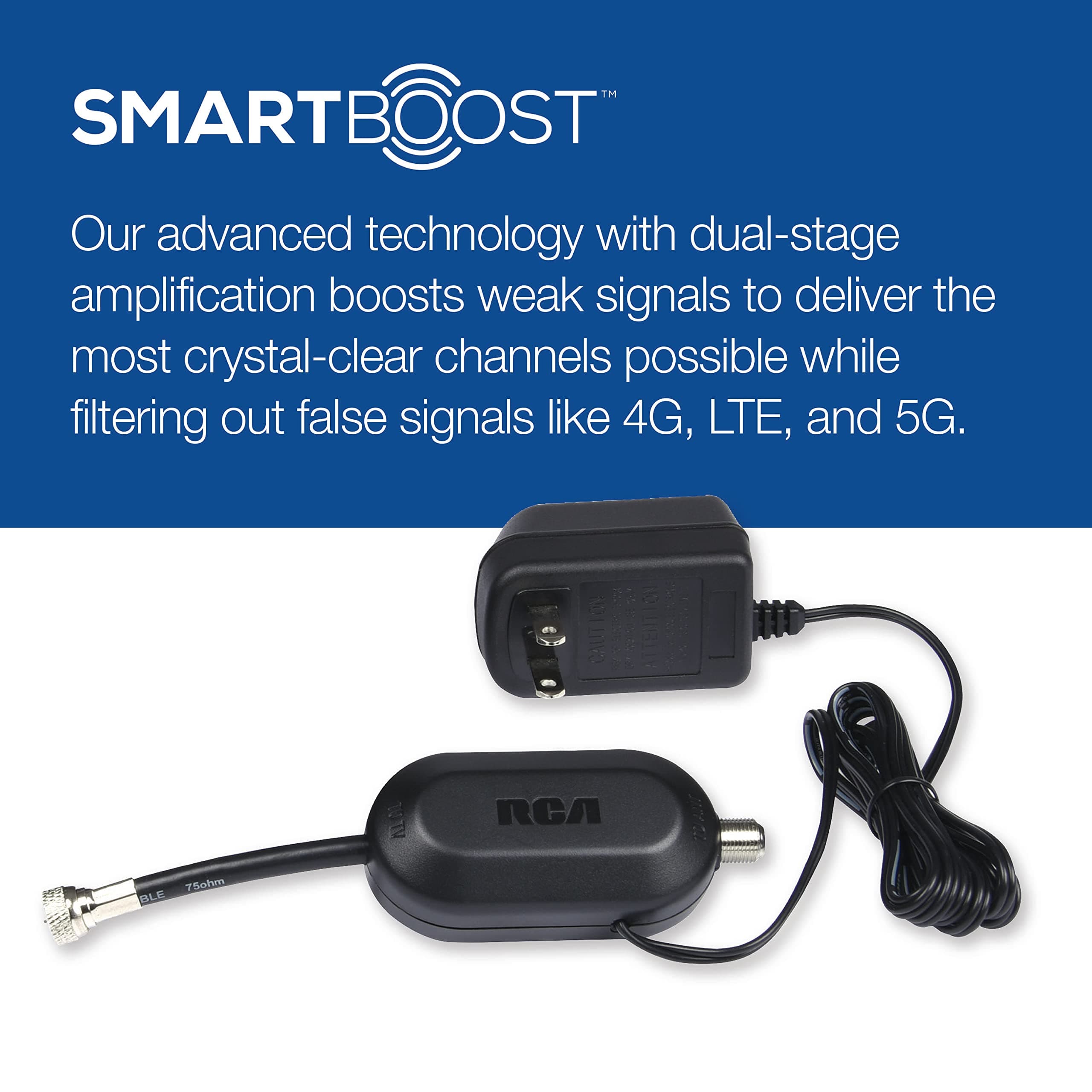 RCA Digital Signal Amplifier for Outdoor Antennas | Low Noise UHF/VHF Amplification Support - view 2