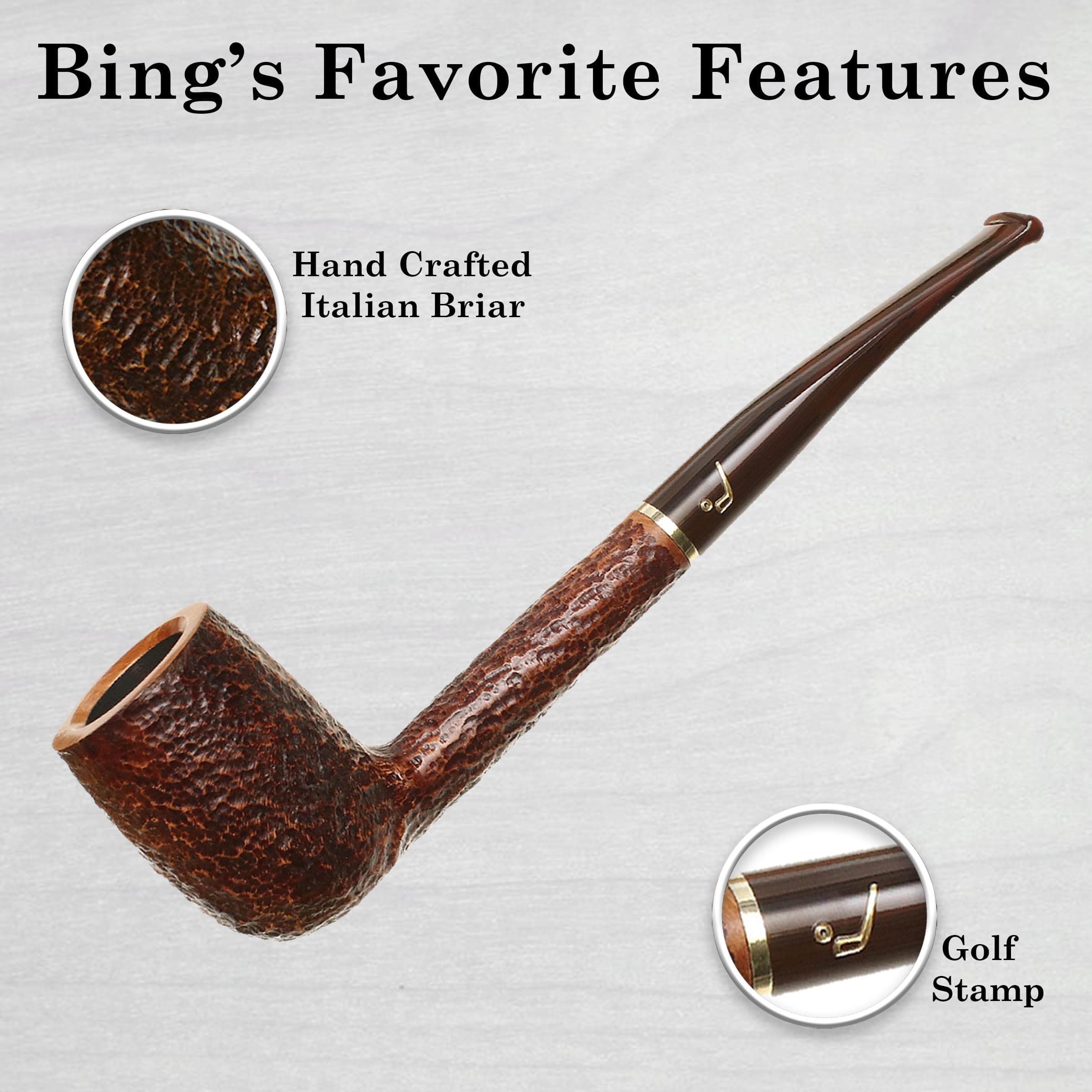 Savinelli Bing's Collection - Long Straight Billiard (Rustic Finish) | Handcrafted Italian Briar Pipe - view 2