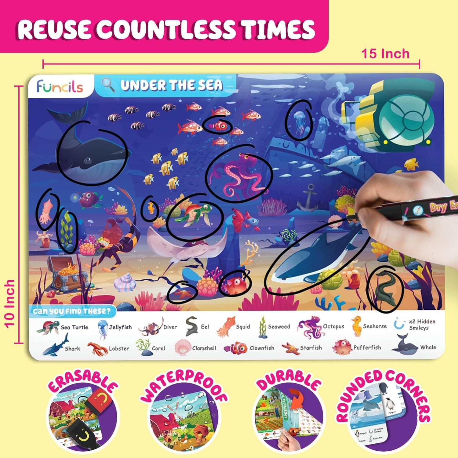 Funcils Search and Find Educational Toy Mats for Kids Ages 3-6 | Cognitive & Creative Skills - view 4