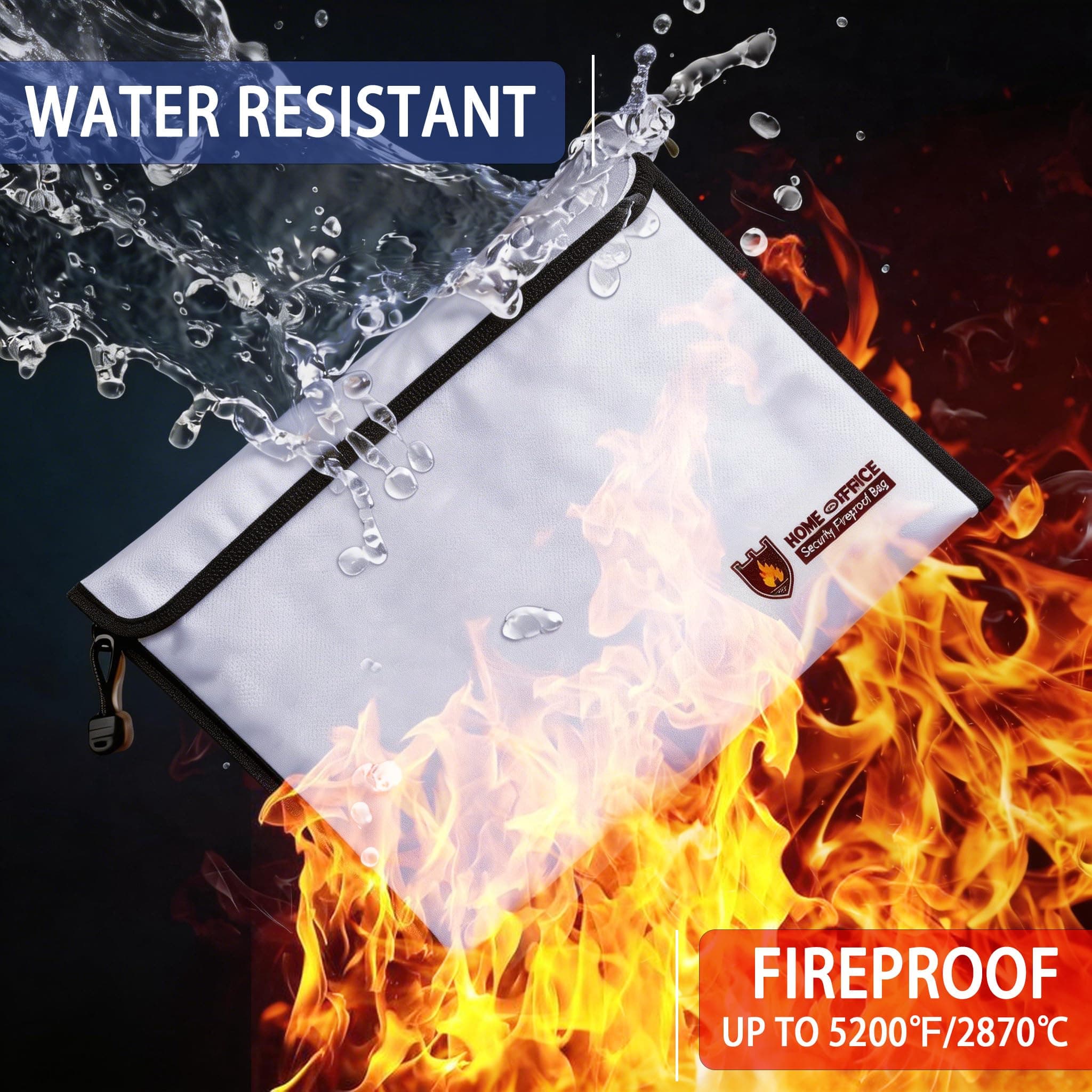 Geban Fireproof Document Bag 15'' x 11'' (2 Pack, Silver) | Waterproof & Heat-Resistant for Valuables - view 2