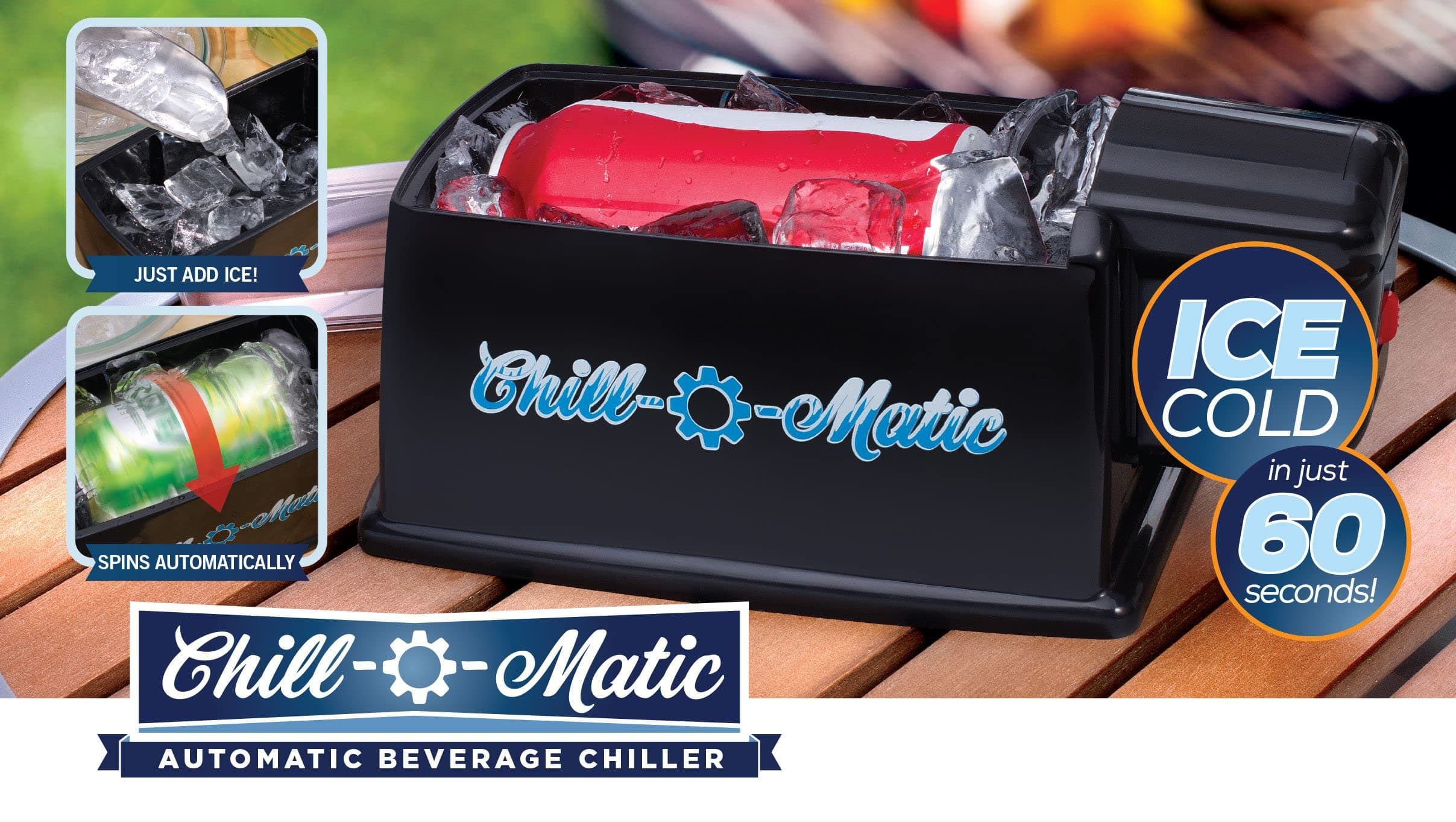 Chill-O-Matic Instant Beverage Cooler – Chill 12 oz Soda & Beer Cans in 60 Seconds – Portable Electric Drink Chiller for Tailgating, BBQs, Camping & Parties (Black) - view 2