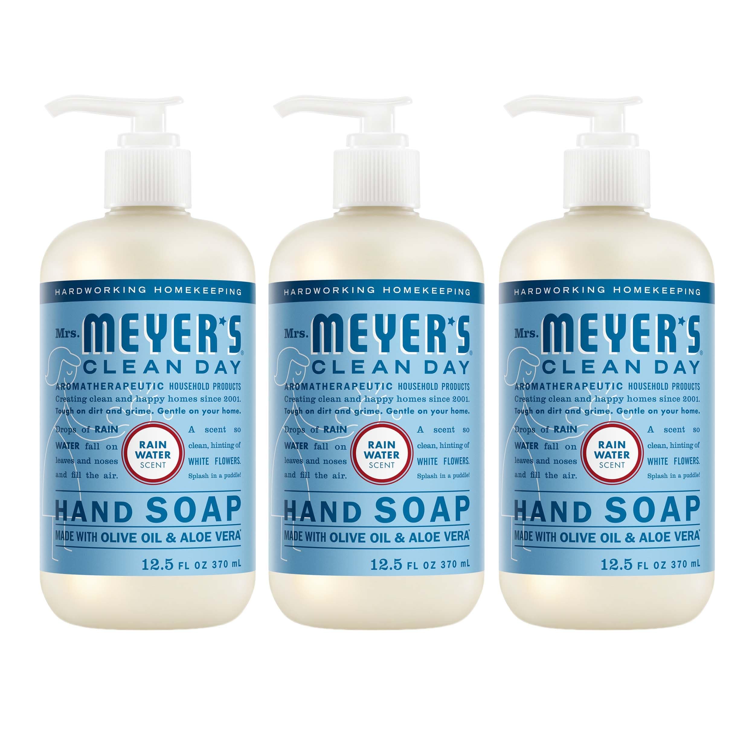 Mrs. Meyer's Clean Day Hand Soap Rain Water Scent, 12.5 Fl Oz Bottle (3-Pack) | Gentle Cleansing for Soft Hands - main product image