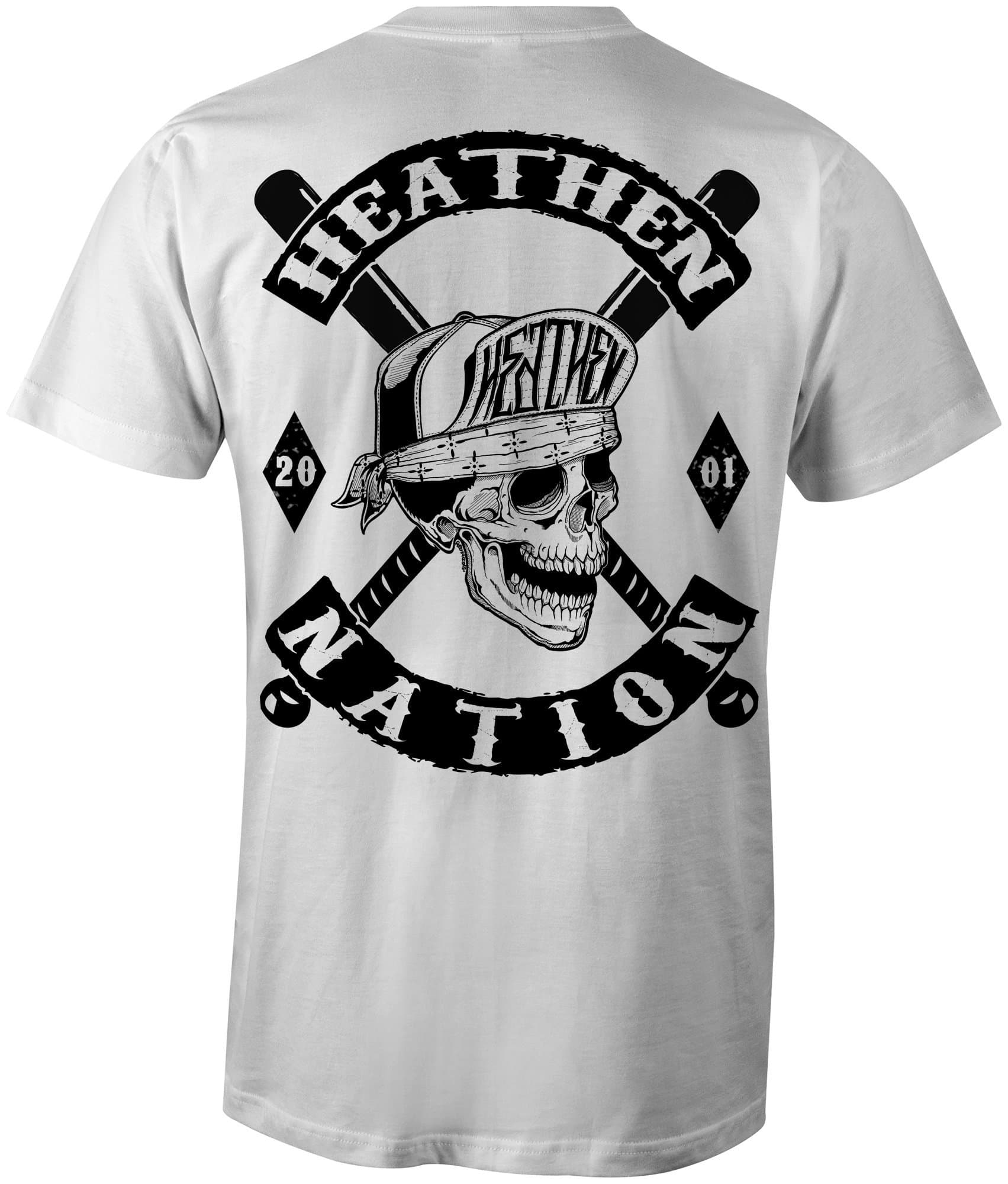Heathen T-Shirt Large White | 100% Cotton, Crew Neck, Letter Print, Preshrunk - main product image