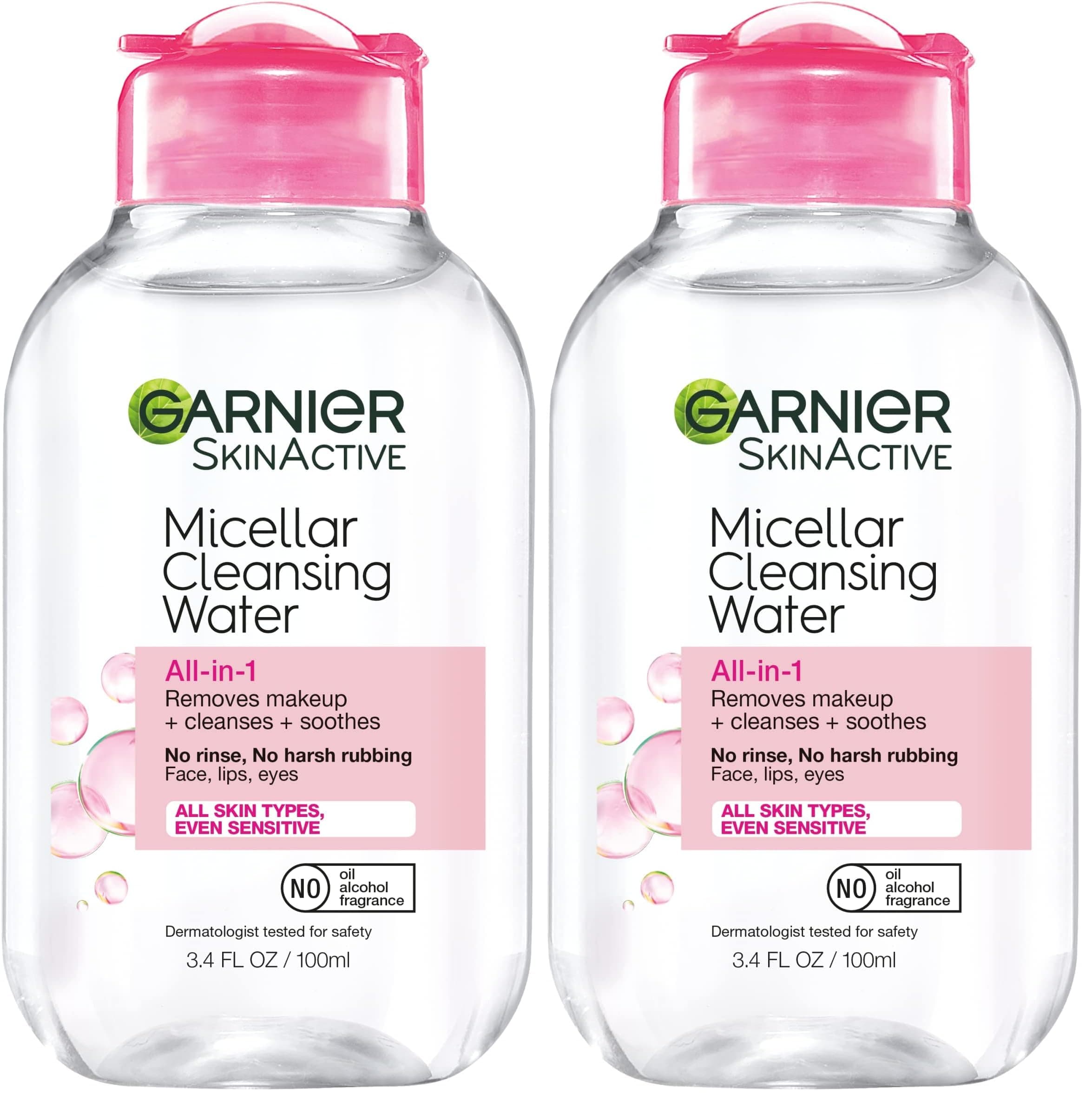 Garnier Micellar Cleansing Water Travel Size Pack of 2 | Gentle All-in-1 Makeup Remover - main product image