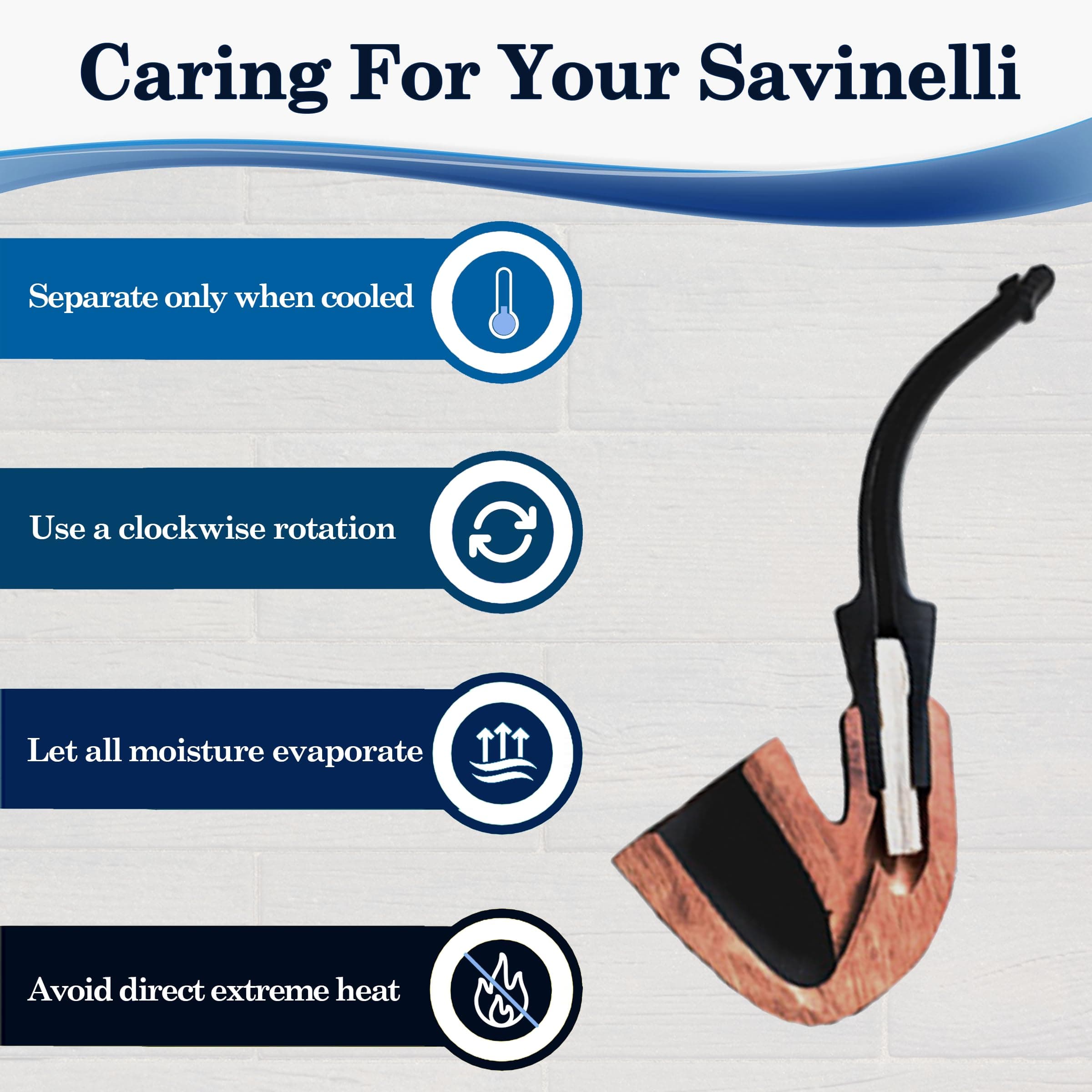 Savinelli Bing's Collection - Long Straight Billiard (Rustic Finish) | Handcrafted Italian Briar Pipe - view 8