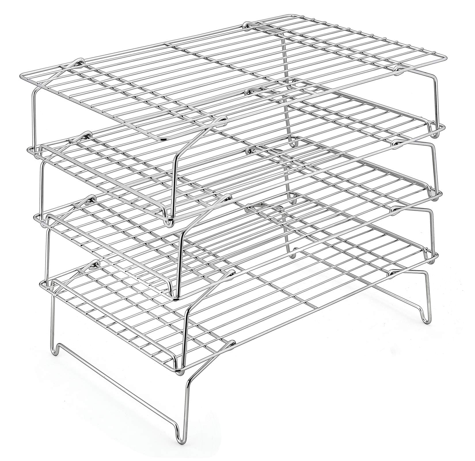 P&P CHEF 4-Tier Cooling Rack Set, Stainless Steel Stackable 15" x 10" | Durable & Rust-Free - main product image