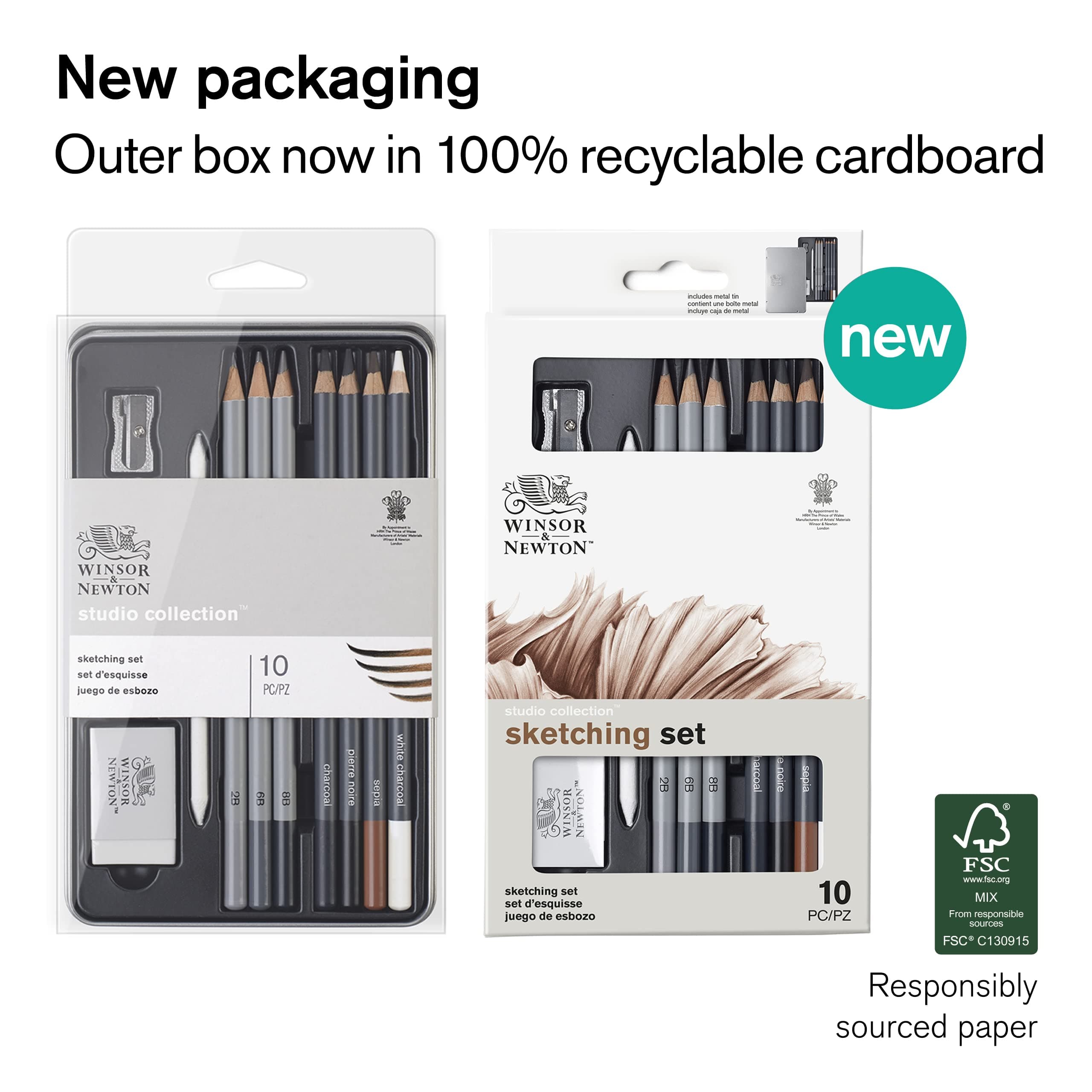 Winsor & Newton Sketching Pencils Set of 10 | Versatile Art & Drawing Tools for Artists - view 2