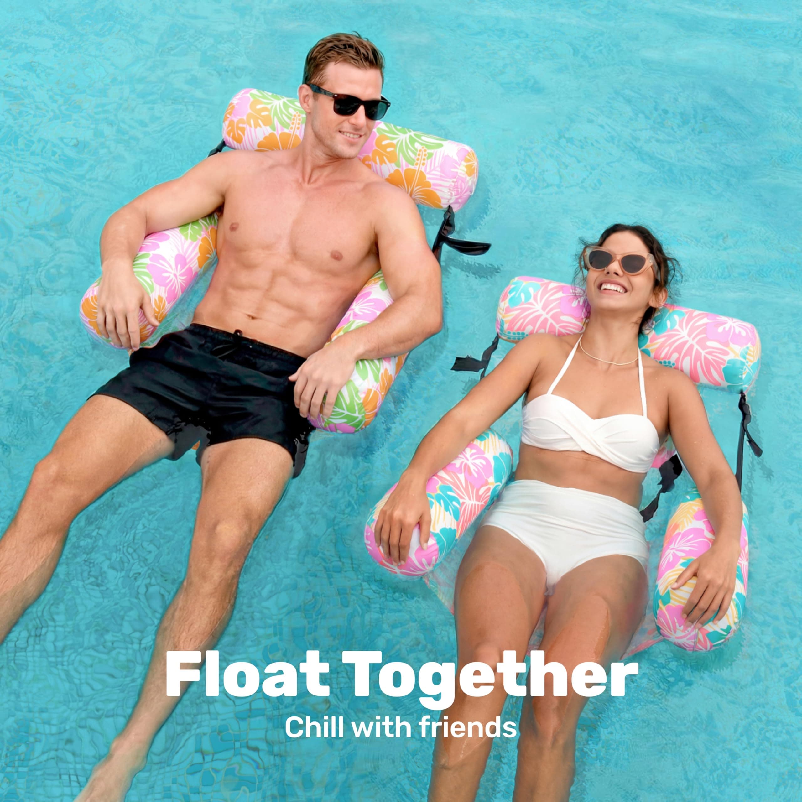 Sloosh Inflatable Pool Floats Lounge Chairs 2-Pack | 113 kg (250 lb) Weight Capacity - view 2