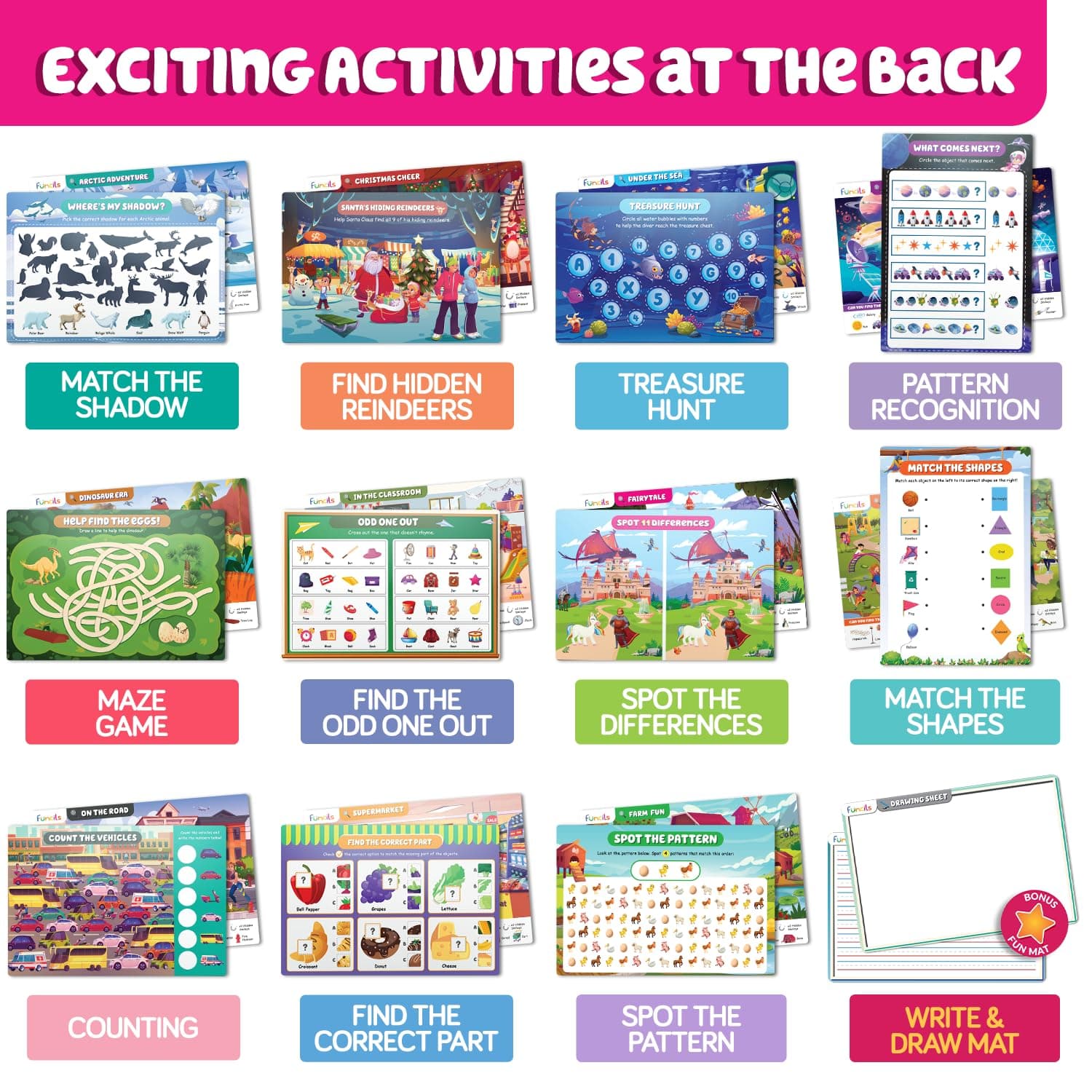 Funcils Search and Find Educational Toy Mats for Kids Ages 3-6 | Cognitive & Creative Skills - view 9
