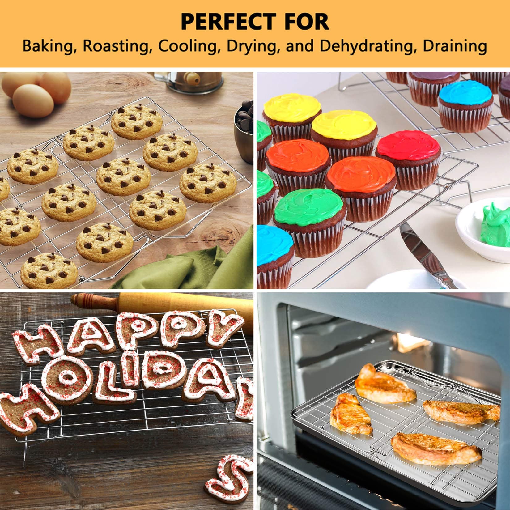 P&P CHEF 4-Tier Cooling Rack Set, Stainless Steel Stackable 15" x 10" | Durable & Rust-Free - view 5