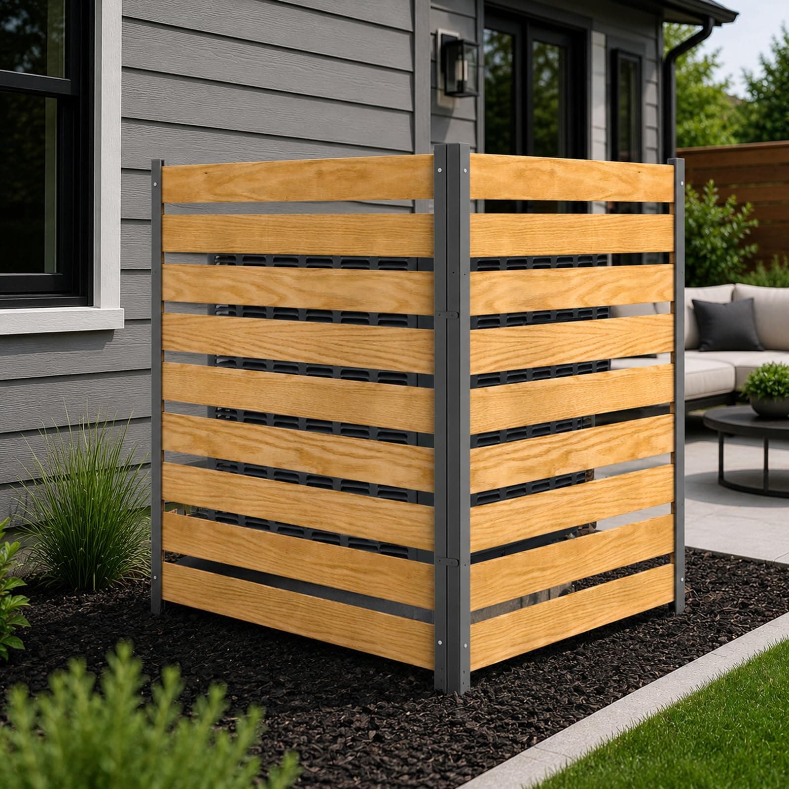 DoCred 48" W x 48" H Wood Privacy Fence Panel | No-Dig Outdoor Utility Screen - main product image
