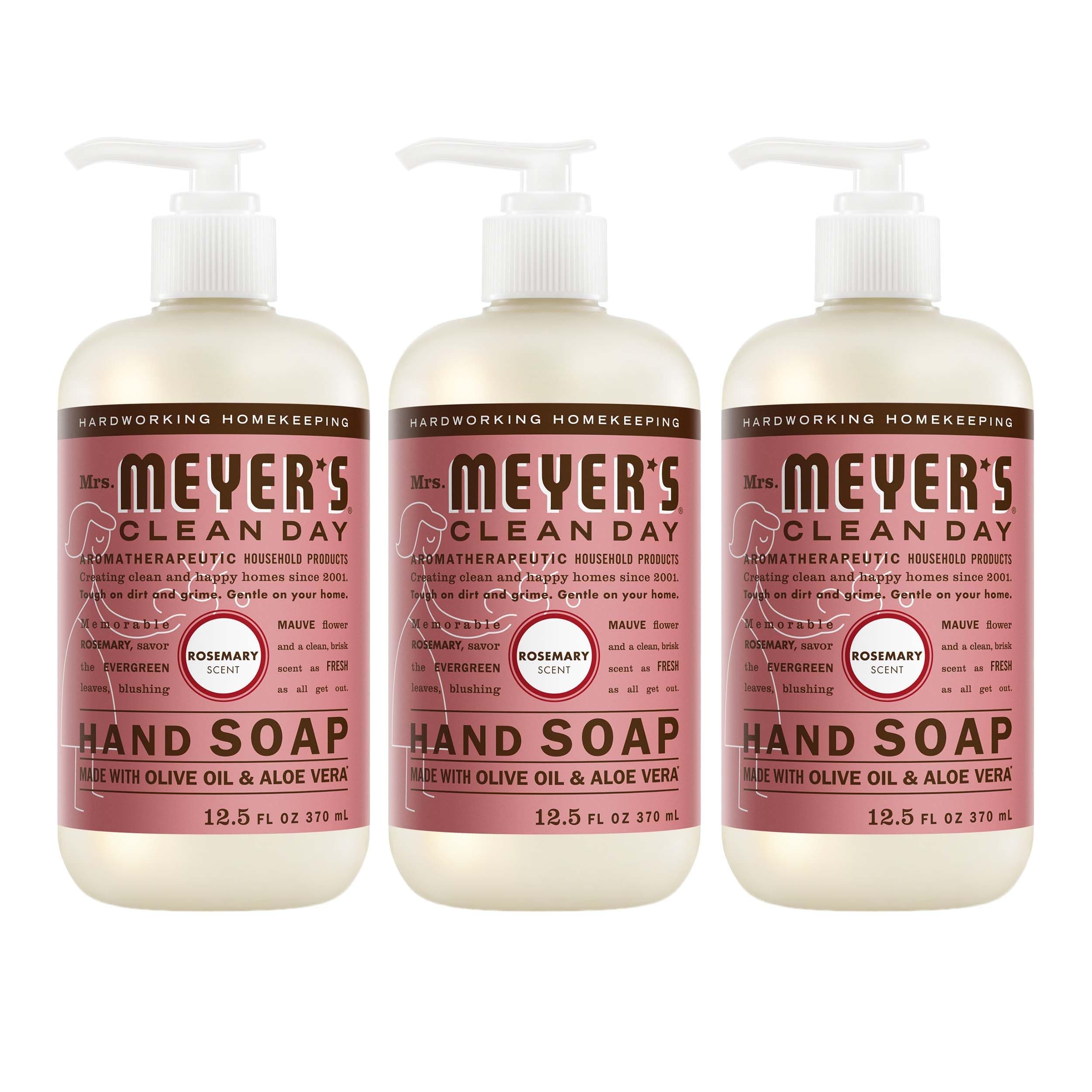 Mrs. Meyer's Clean Day Liquid Hand Soap, Rosemary Scent, 12.5 oz (Pack of 3) | Gentle Cleansing for Busy Hands - main product image