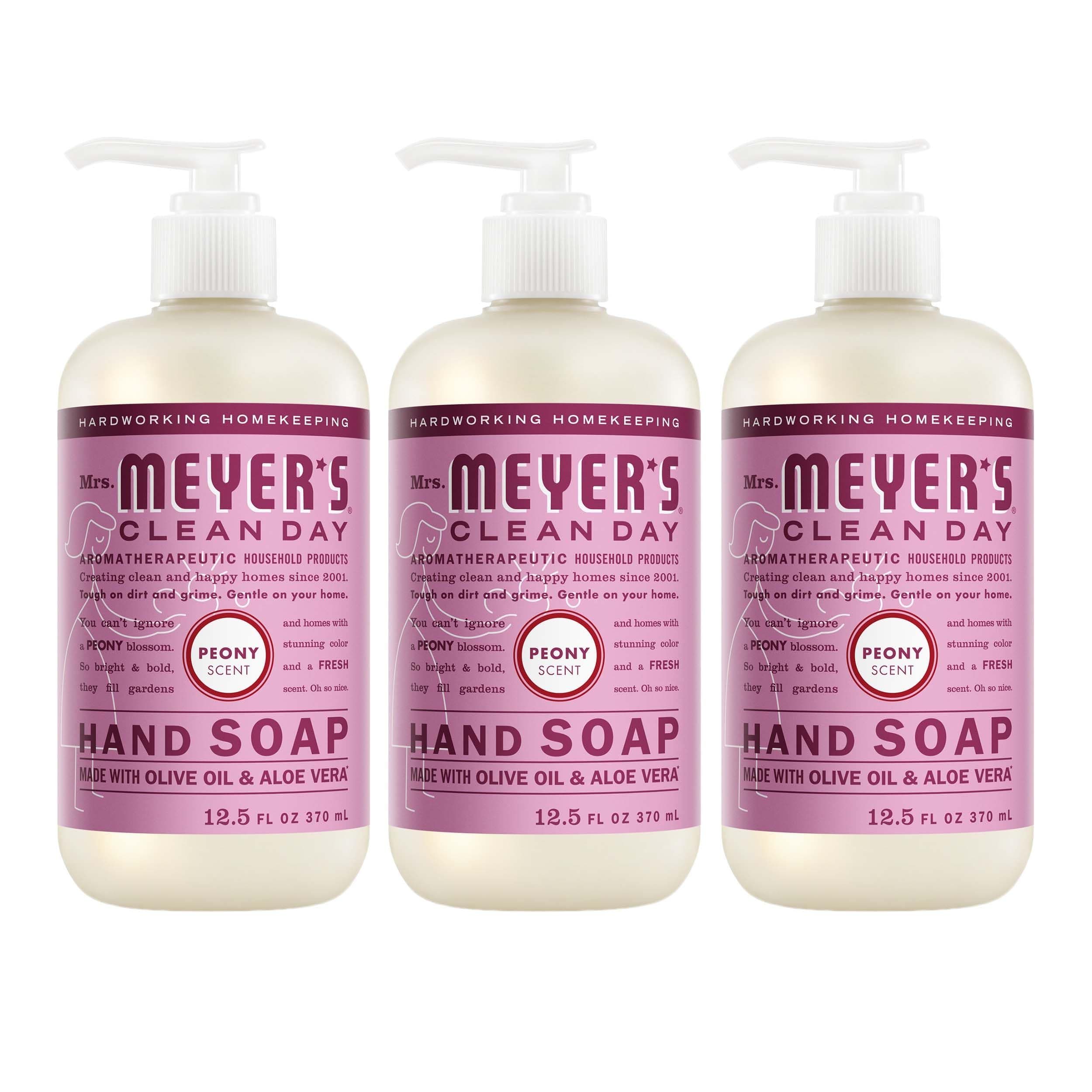 Mrs. Meyer's Clean Day Hand Soap Peony Scent 3-Pack (12.5 Fl Oz Each) | USA Imported Hand Wash - main product image