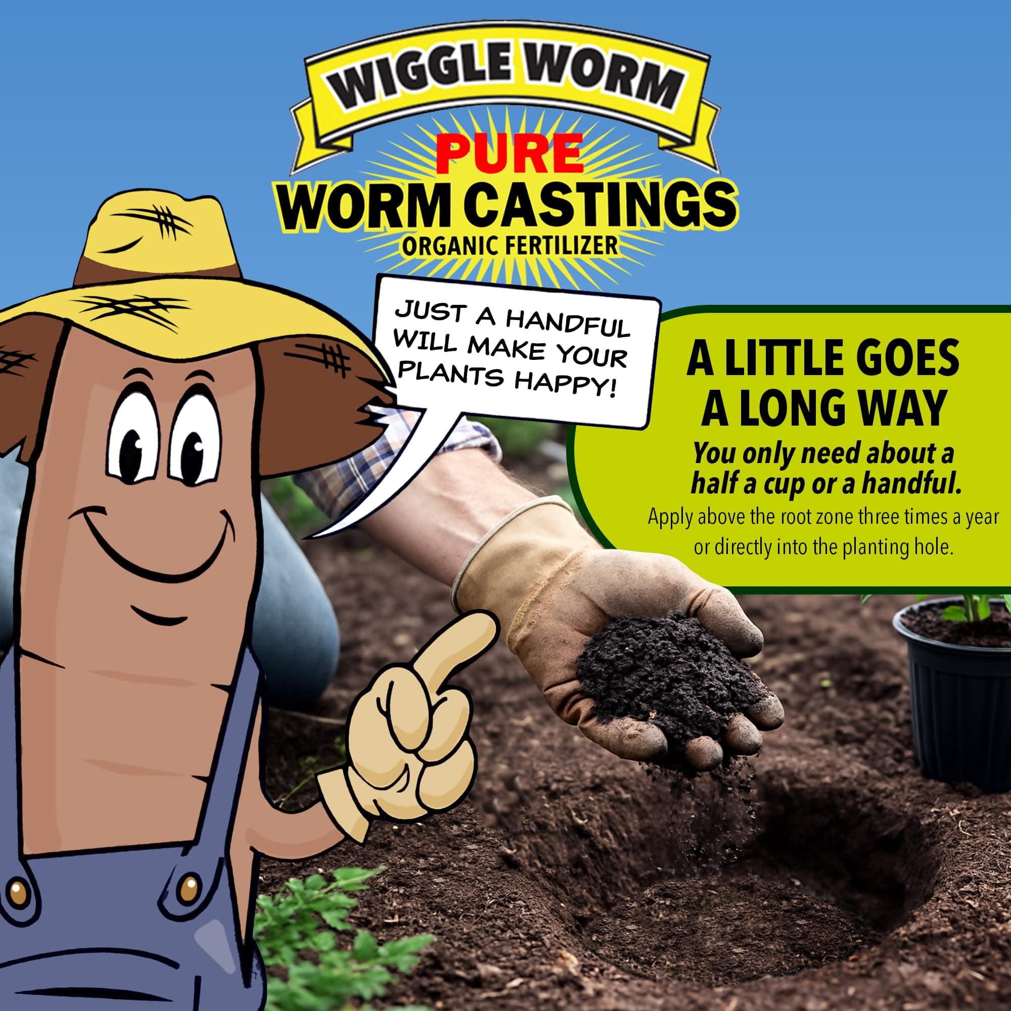 Wiggle Worm Organic Fertilizer 15lb | Pure Earthworm Castings for Healthy Plants - view 4