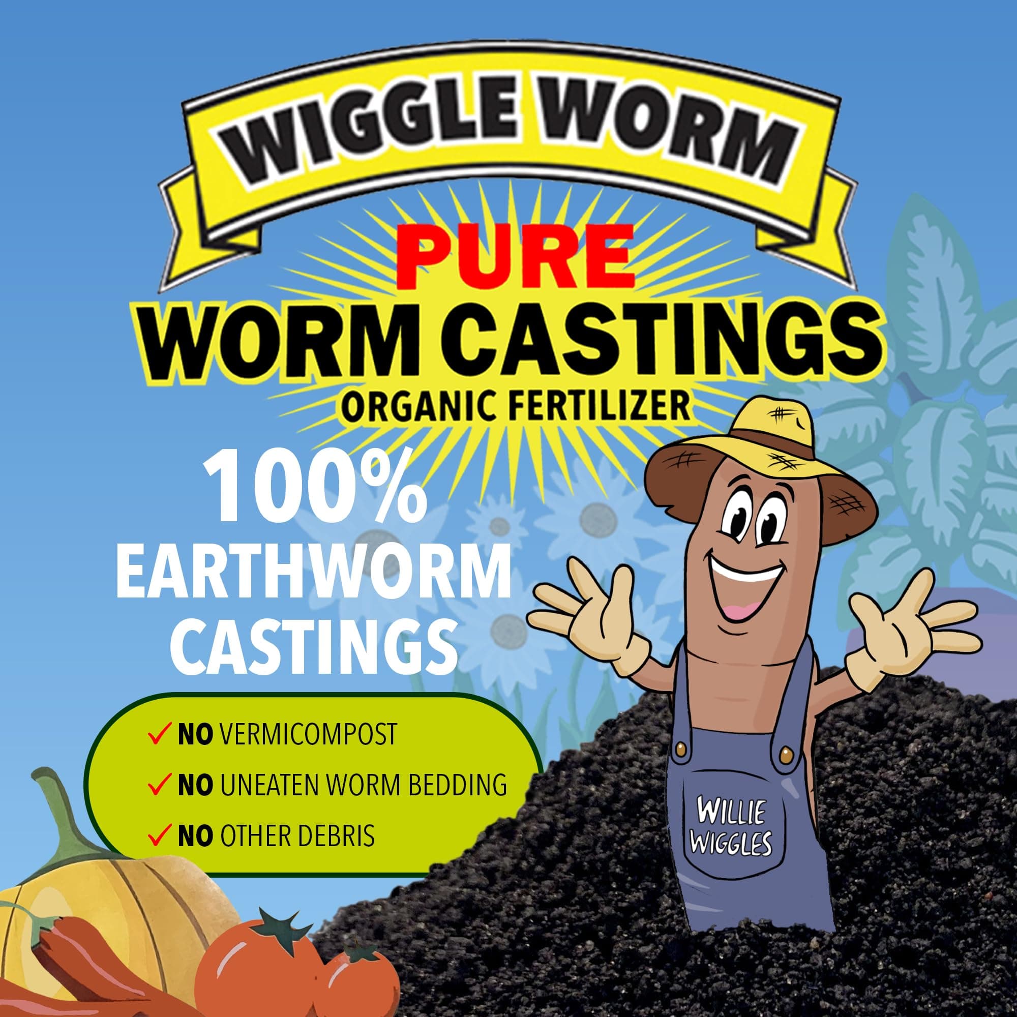 Wiggle Worm Organic Fertilizer 15lb | Pure Earthworm Castings for Healthy Plants - view 3