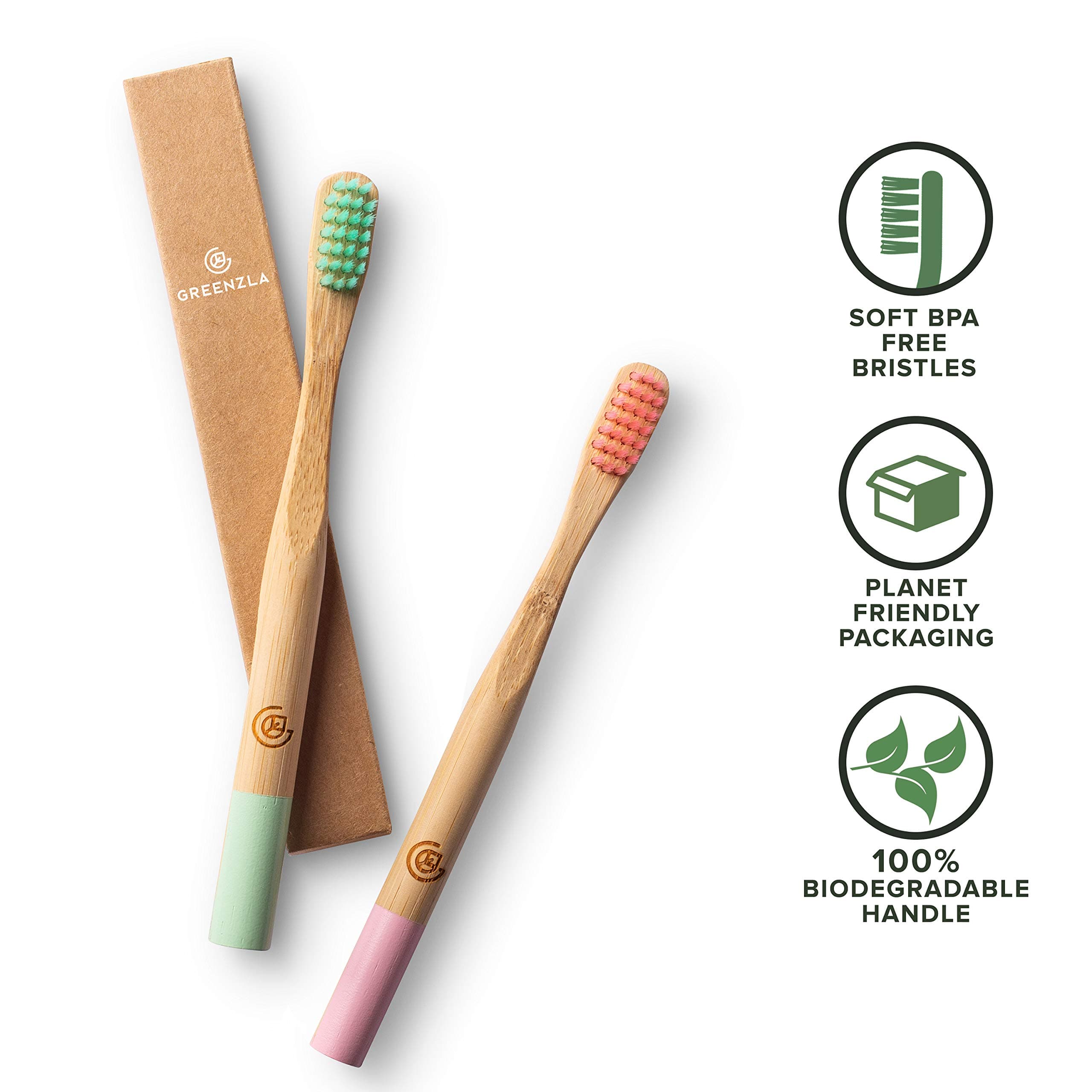 GREENZLA Kids Bamboo Toothbrush | Soft Charcoal Bristles for Sensitive Gums - view 3