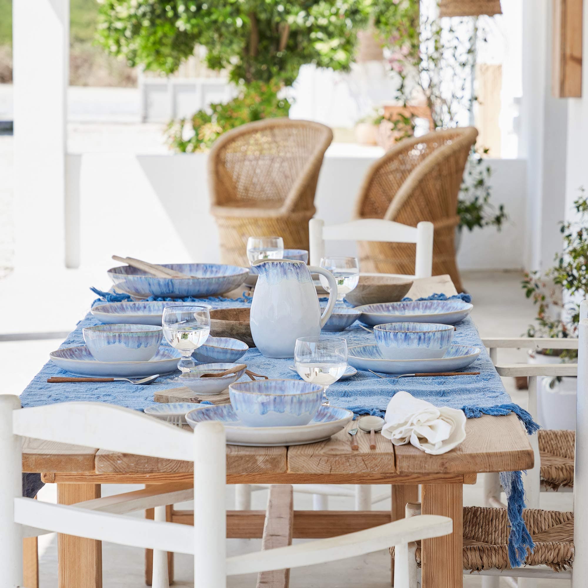 Costa Nova Ceramic Stoneware 11'' Oval Dinner Plate - Brisa Collection, Ria Blue | Microwave & Dishwasher Safe Tableware - view 6