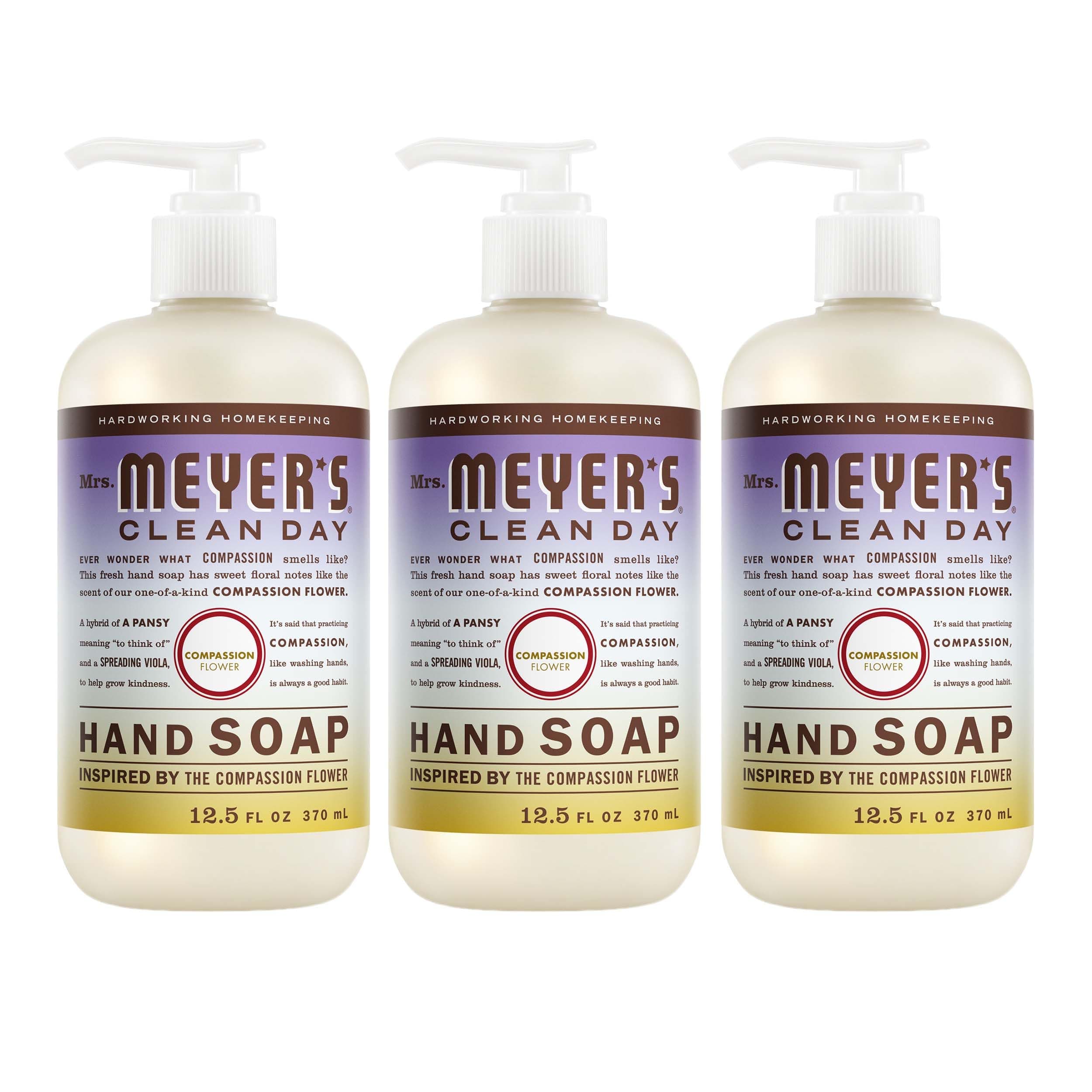 Mrs. Meyer's Clean Day Liquid Hand Soap Compassion Flower Scent 37.5 fl oz (3-Pack) | Plant-Based Formula - main product image