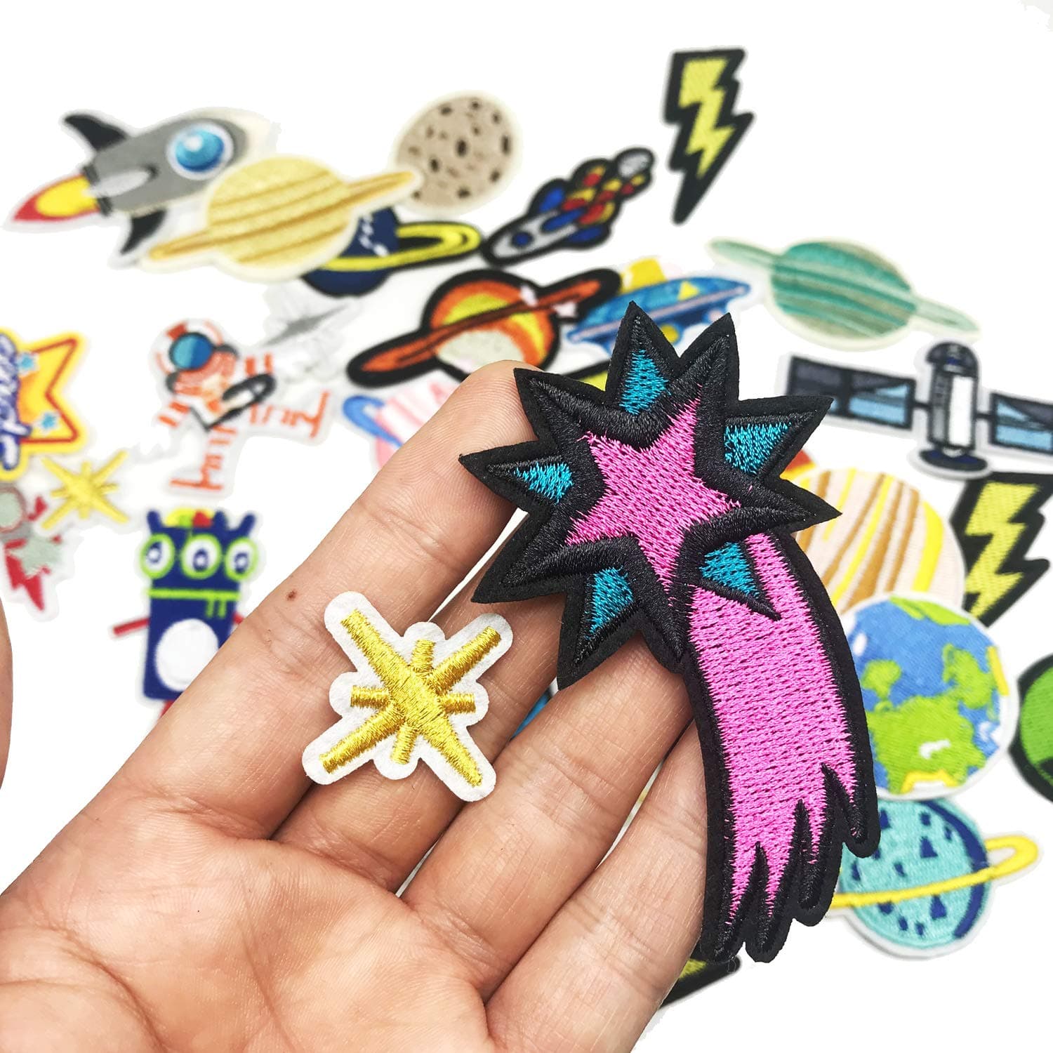 Woohome 35 pcs fabric appliqué patches Solar System space planets | Iron-on & sew-on DIY decoration - view 4