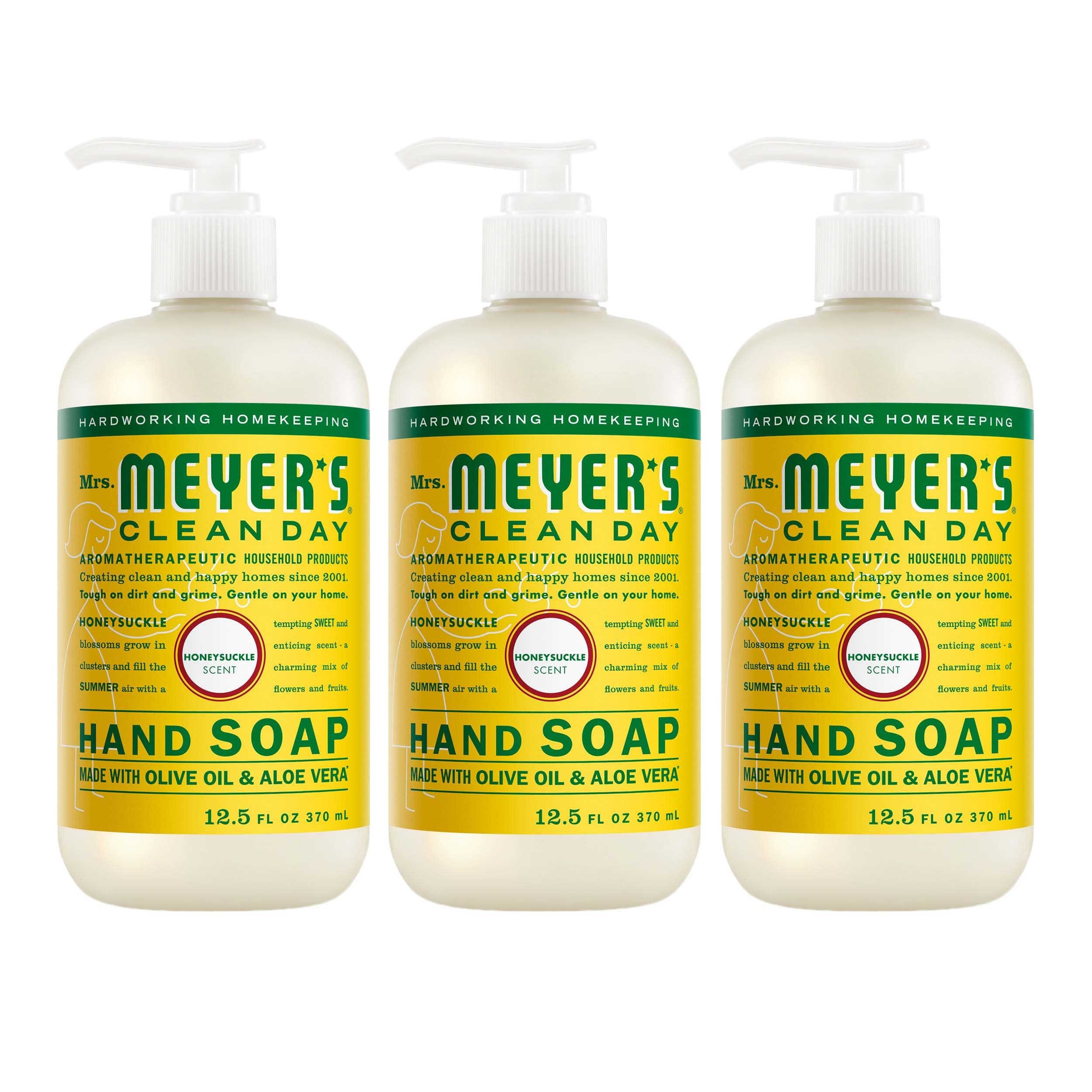 Mrs. Meyer's Clean Day Liquid Hand Soap, Honeysuckle Scent, 12.5 Fl Oz Bottle - 3 Pack - main product image