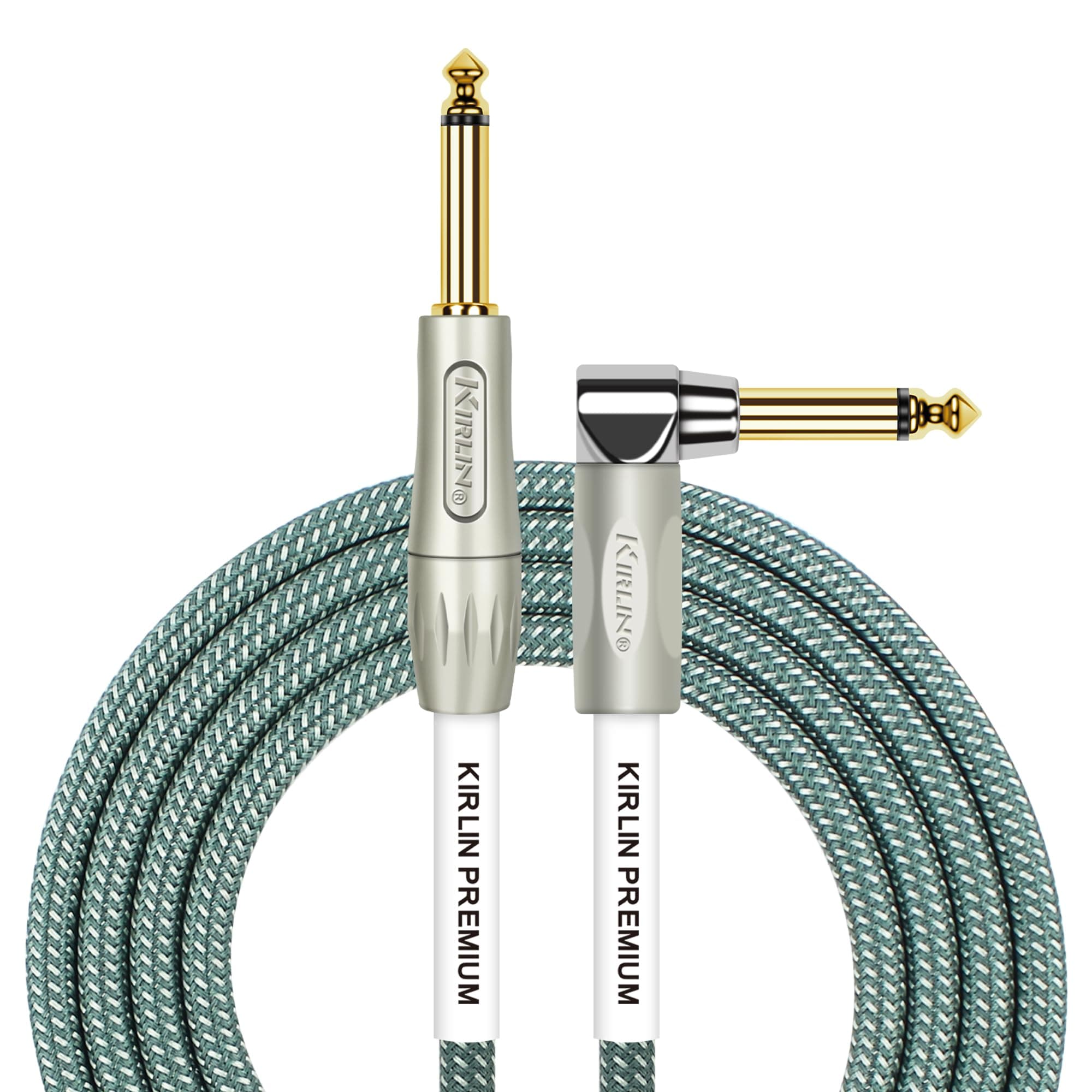 Kirlin Instrument Cable IWB-202PFGL-20/OL 20 ft Olive Green Tweed Woven Jacket | Premium Stage & Studio Cable - main product image