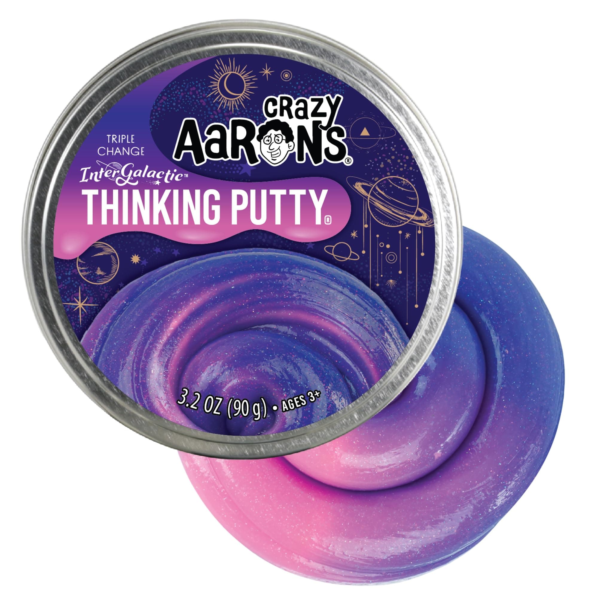 Crazy Aaron's Thinking Putty - Intergalactic - Triple Color Changing 4" Tin | Creative Stress Relief Toy