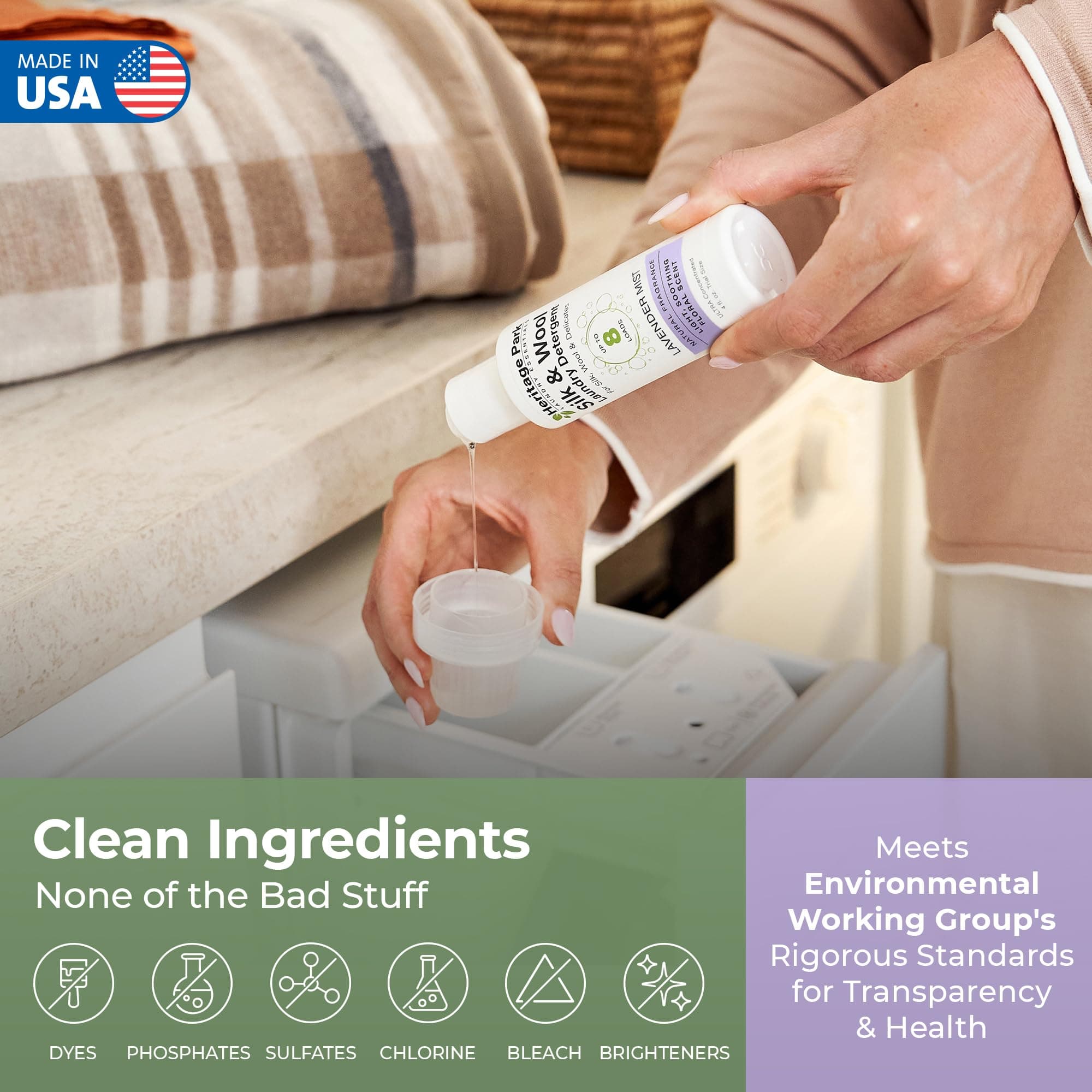Heritage Park Silk & Wool Delicates Detergent 4 fl oz | Lavender Mist, Gentle & Earth Safe - view 3
