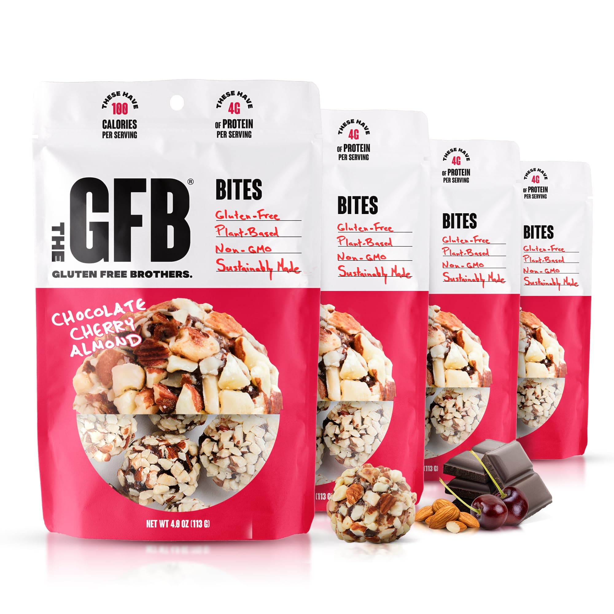 The GFB Dark Chocolate Cherry Almond Protein Bites | Gluten Free Vegan Snacks 4 oz - main product image