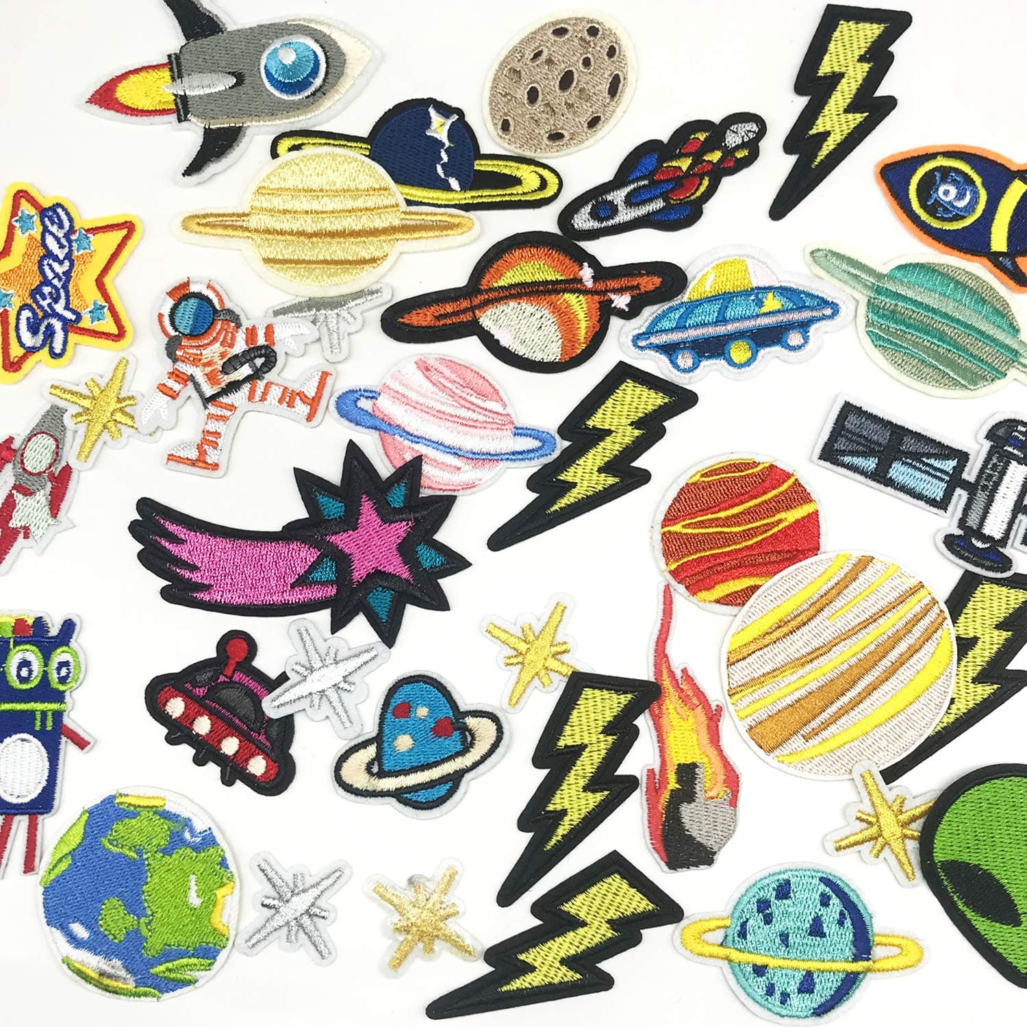 Woohome 35 pcs fabric appliqué patches Solar System space planets | Iron-on & sew-on DIY decoration - view 7