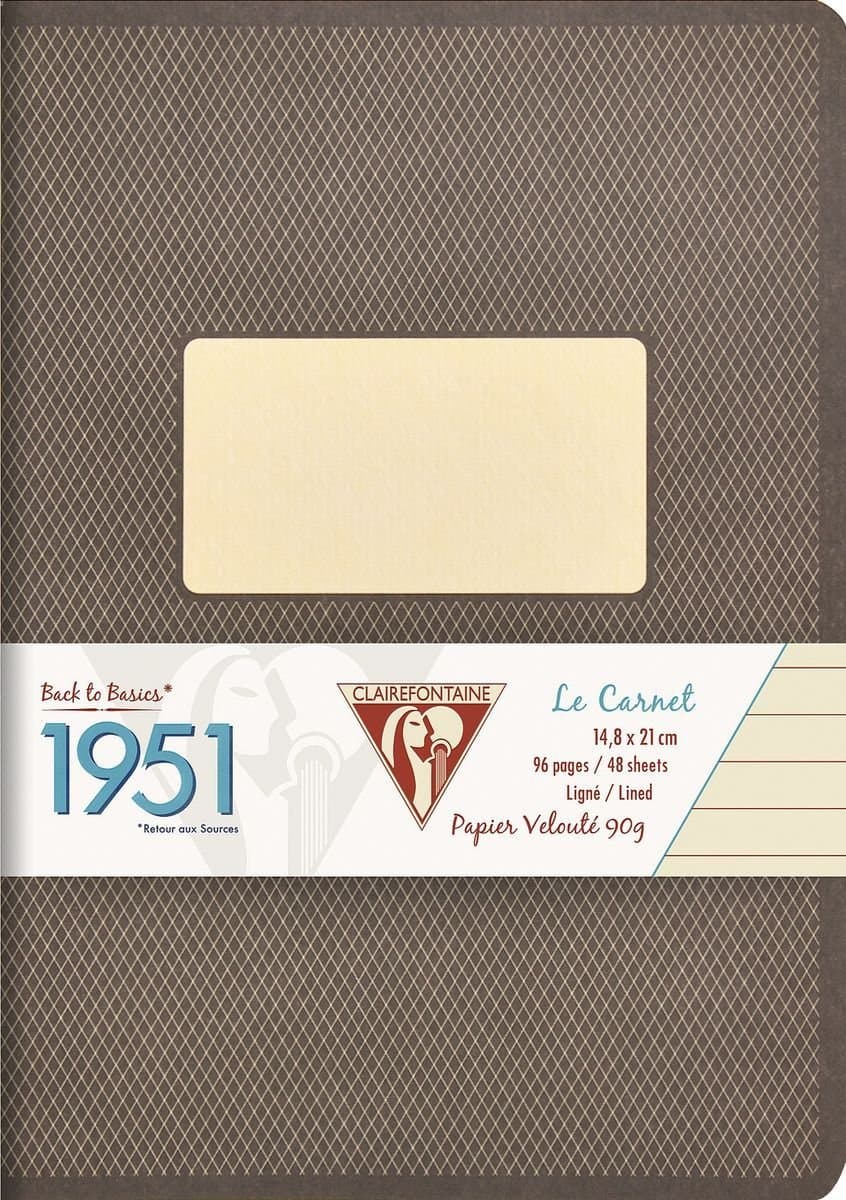 Clairefontaine Back to Basics 1951 Clothbound Notebook 5 3/4" x 8 1/4" | Premium French A5 Lined Notebook