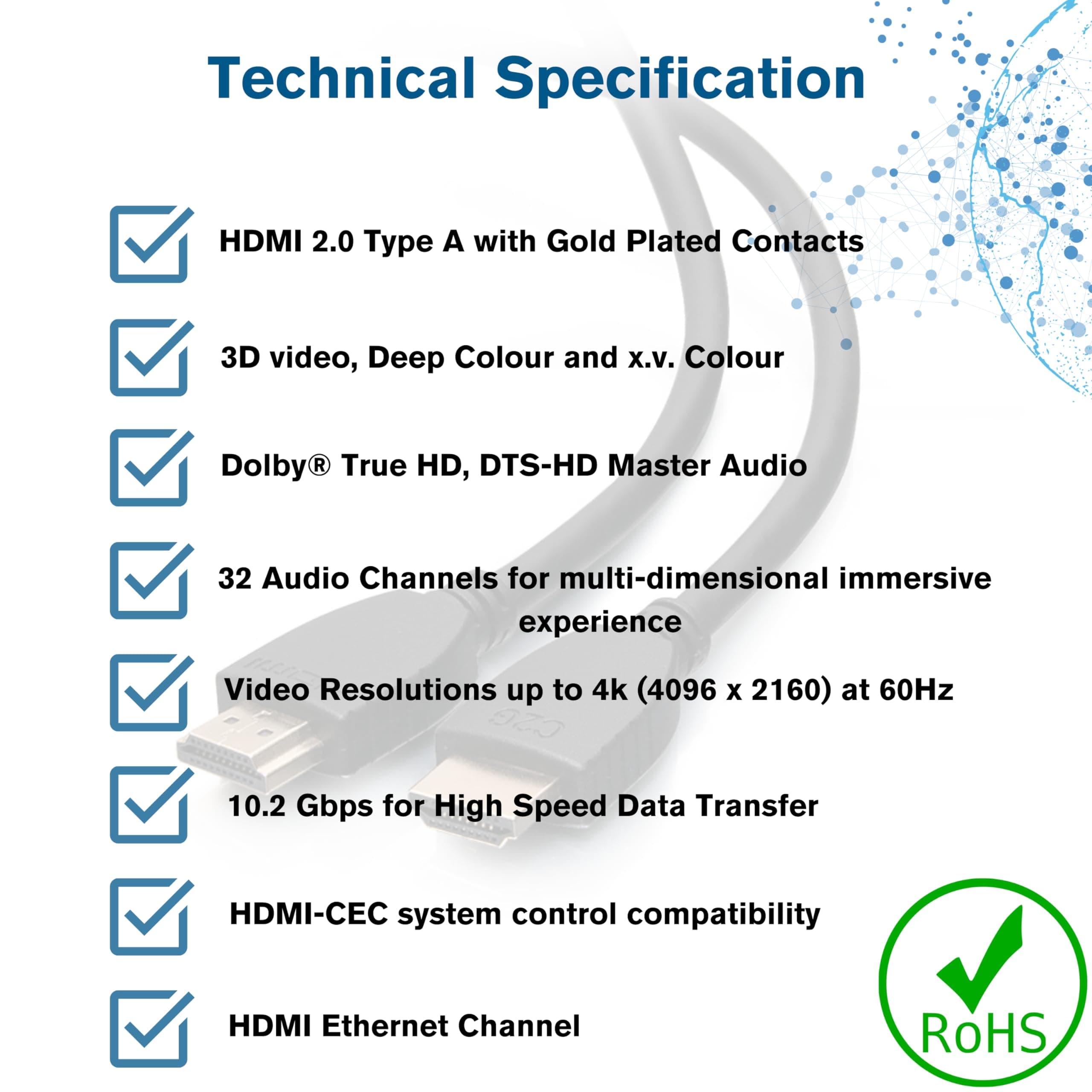 C2G Legrand 4k High Speed HDMI Ethernet Cable, 1.5 m | Supports 4K@60Hz, Deep Color, Dolby True HD - view 4