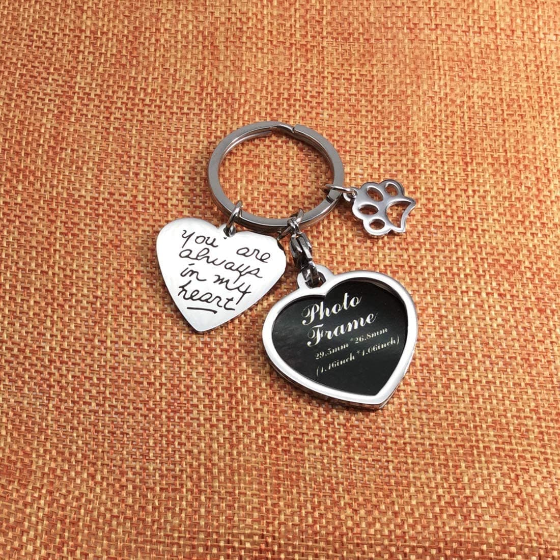 bouti1583 Pet Dog Remembrance Memorial Photo Frame Keychain | Heart-Shaped Stainless Steel Keepsake - view 4