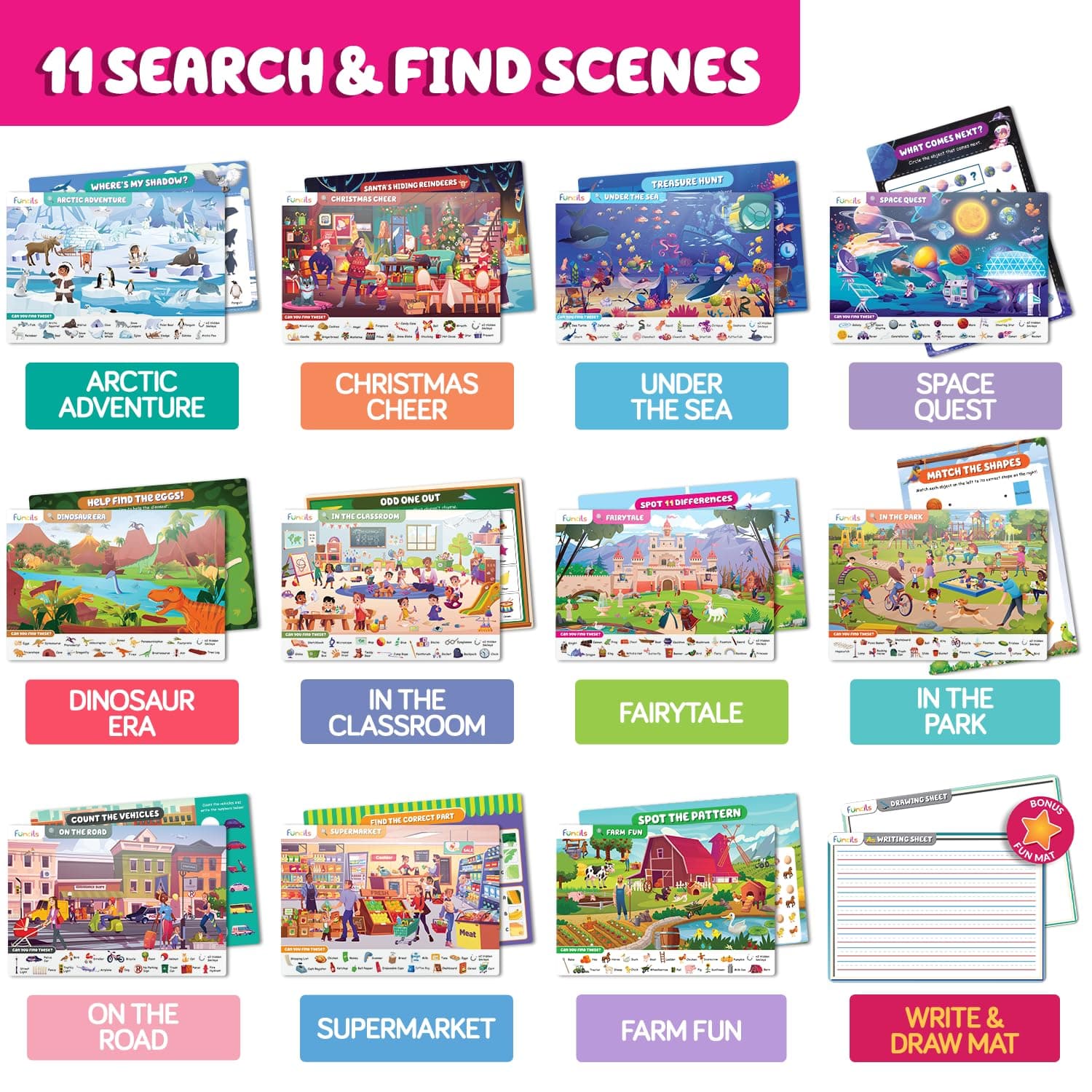 Funcils Search and Find Educational Toy Mats for Kids Ages 3-6 | Cognitive & Creative Skills - view 5