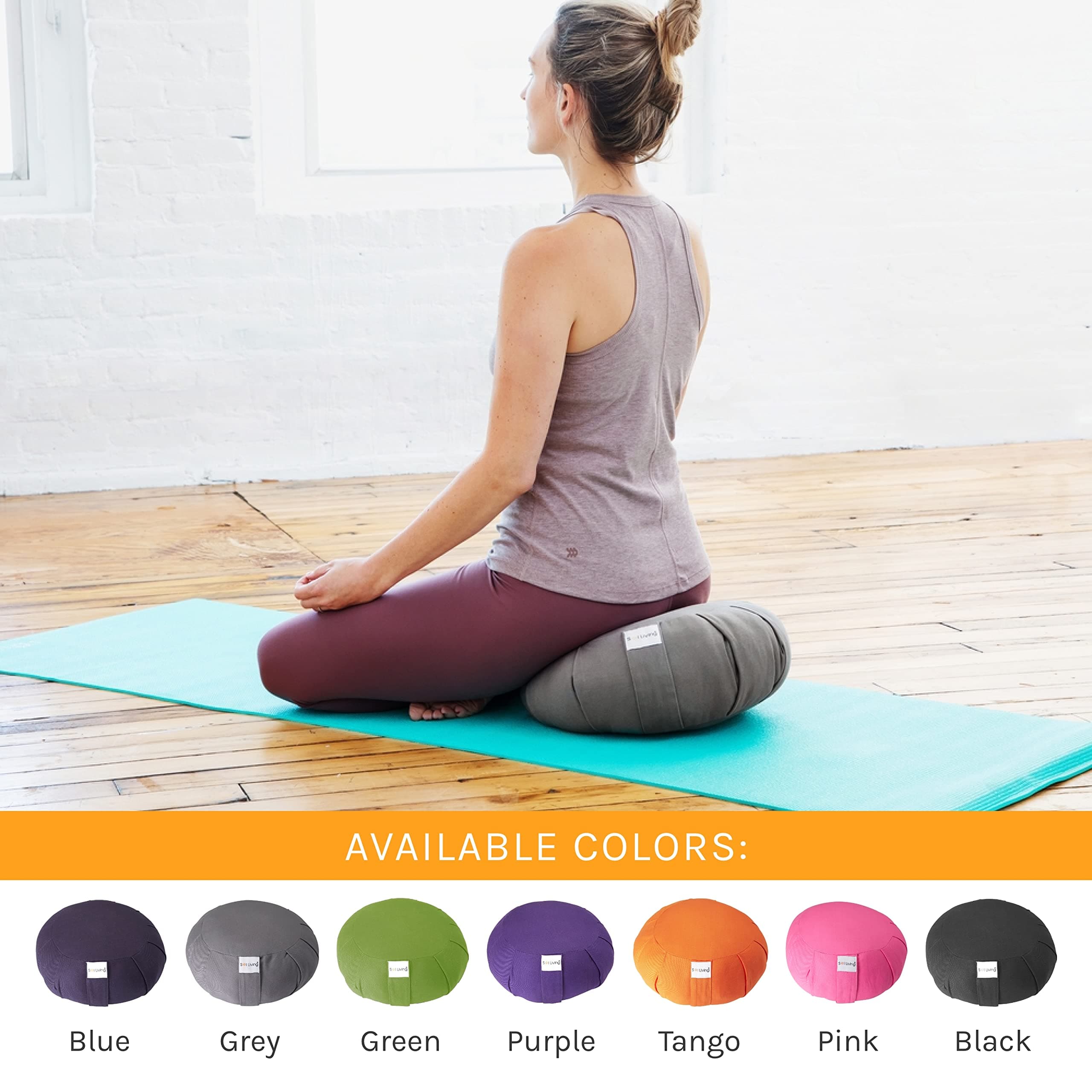 Sol Living Zafu Meditation Cushion 28" x 10" | Organic Cotton Support for Yoga & Meditation - view 2