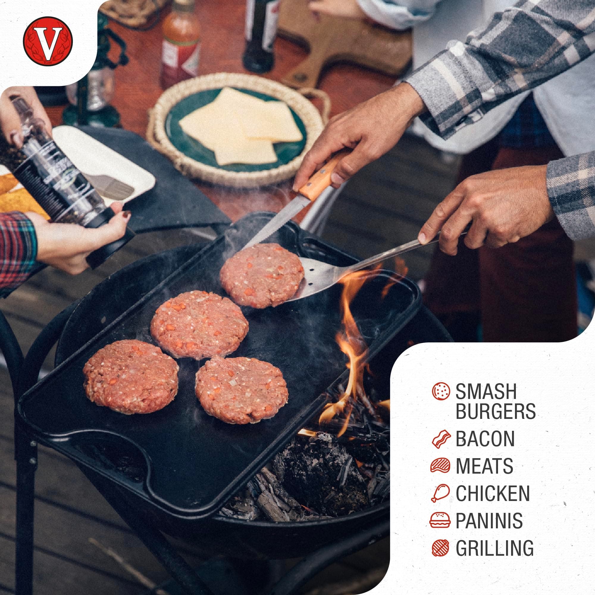 Victoria Round Cast-Iron Meat Press with Wire Handle 2.4 lbs | Preseasoned, Durable & Versatile - view 3