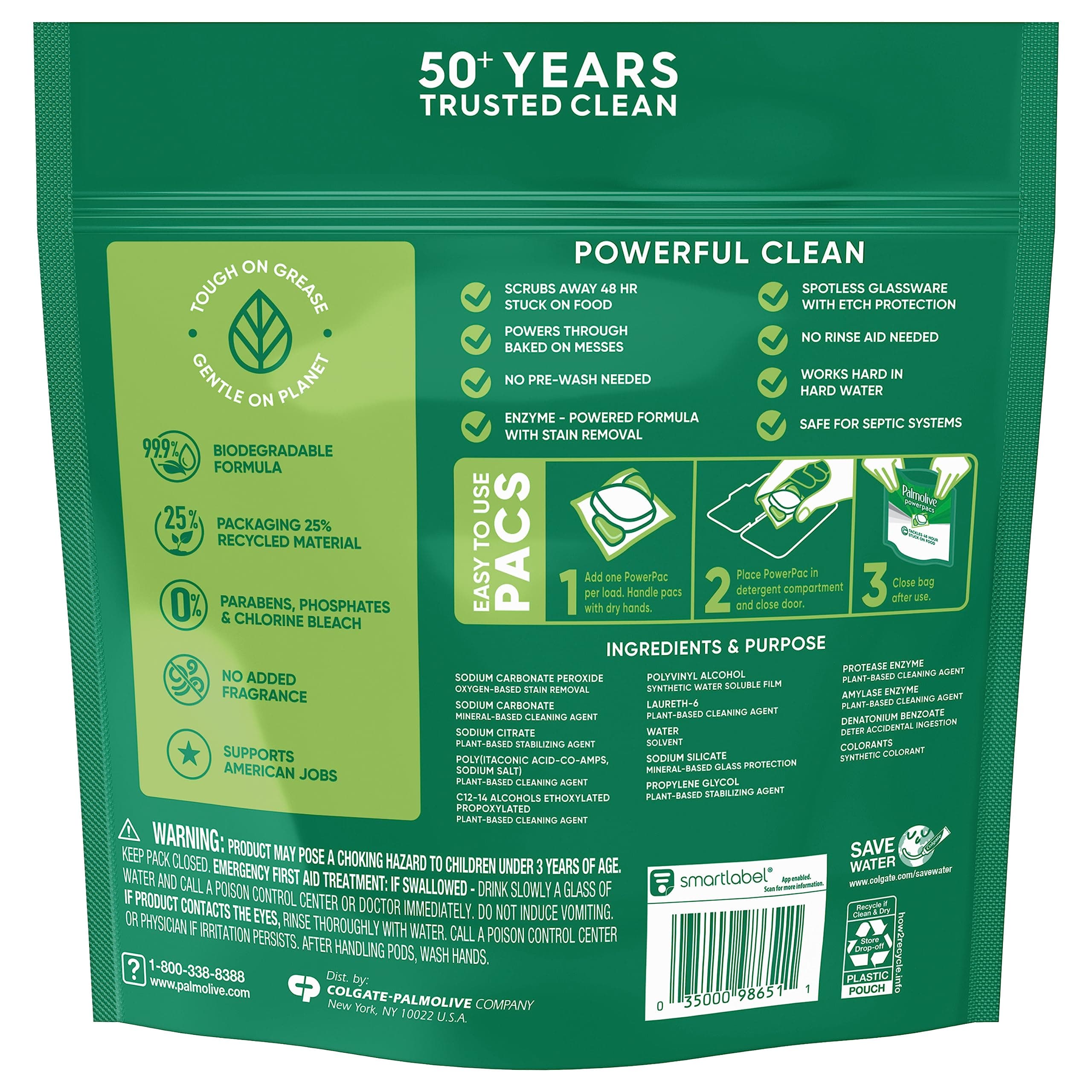 Palmolive Dishwasher Pods 36 Count | Enzyme-Powered, No Fragrance, Power Through Baked Messes - view 2