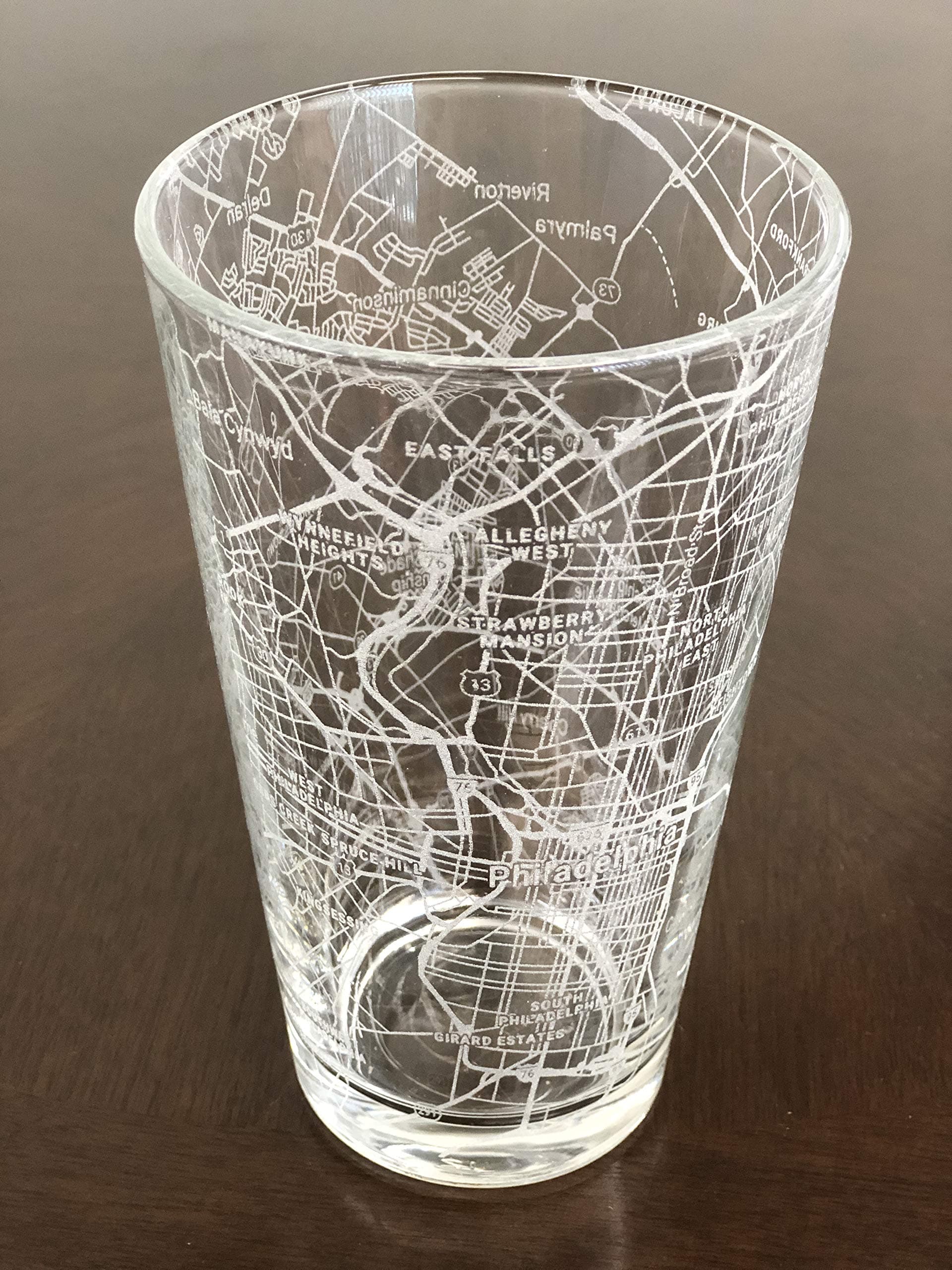 Or Something 16 oz Pint Beer Glass Urban City Map Philadelphia Pennsylvania | Dishwasher Safe & Made in USA - main product image