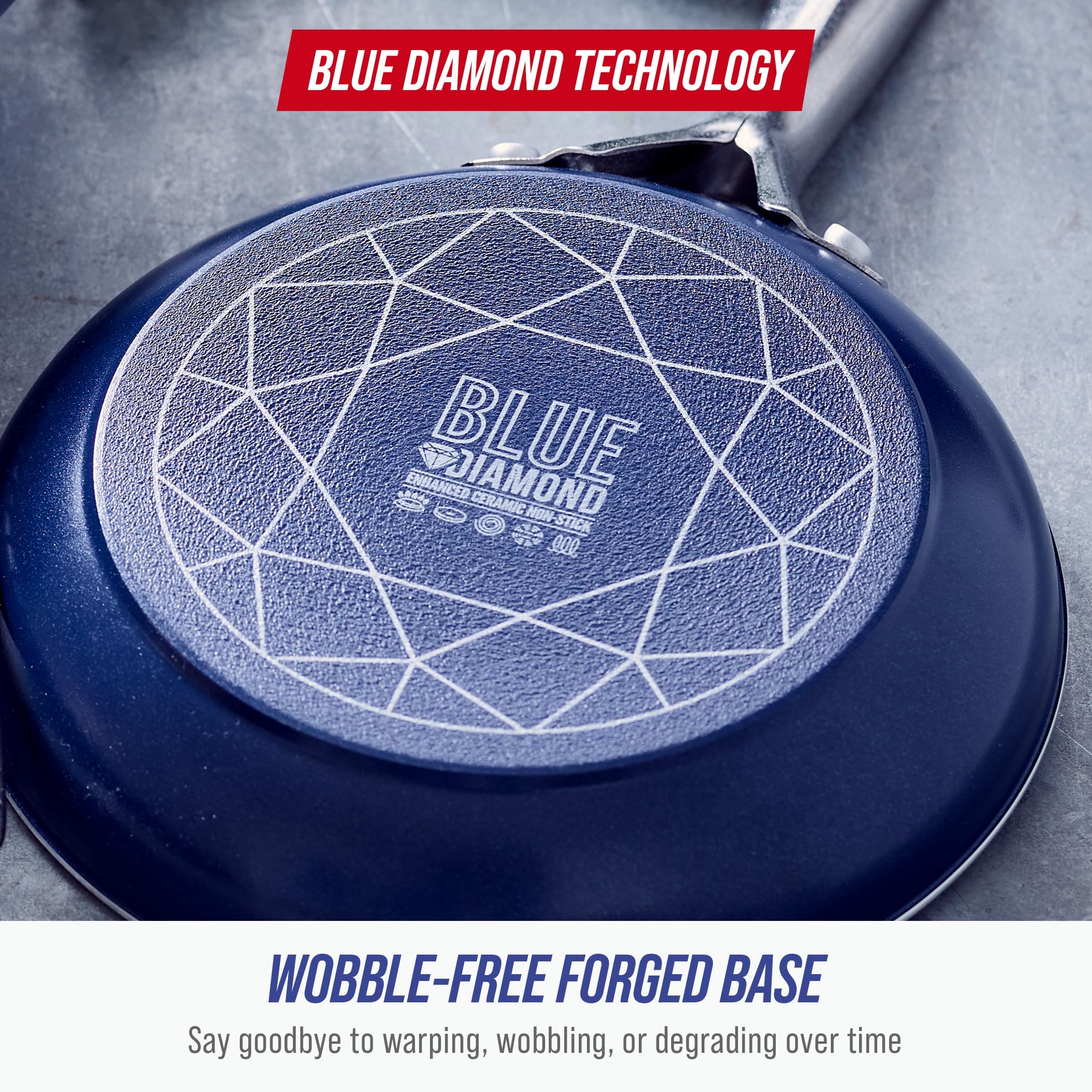 Blue Diamond 12" Diamond Infused Ceramic Nonstick Frying Pan Skillet, Blue | Diamond-Infused Ceramic Coating for Durability - view 5