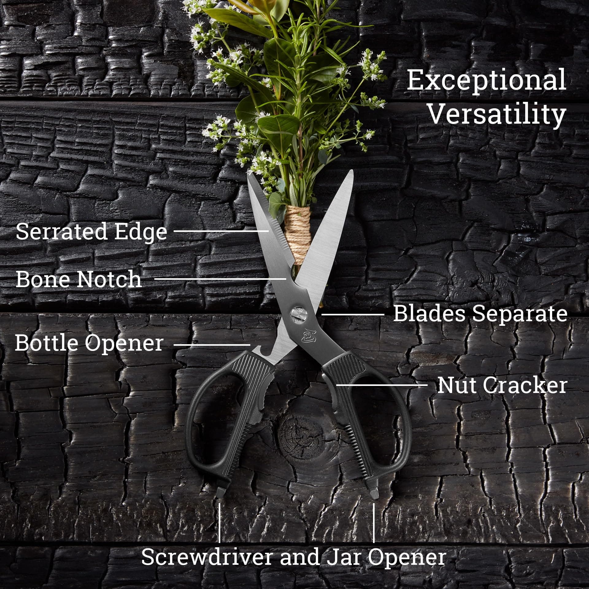 Shun Multi Purpose Kitchen Shears | Durable 3.5 Inch Stainless Steel Blades, Detachable for Easy Cleaning - view 3
