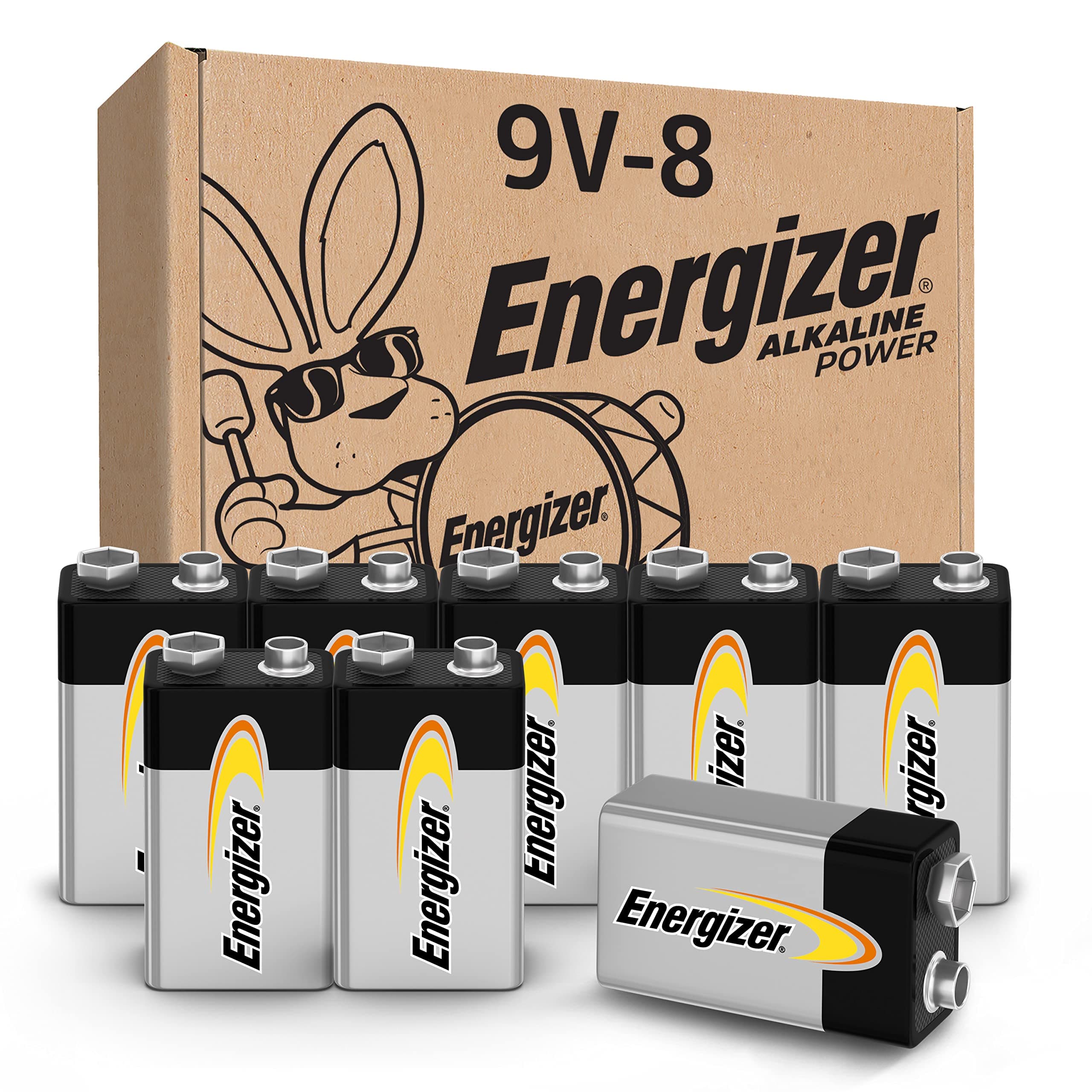 Energizer Alkaline Power 9 Volt Batteries (8 Pack) | Long-Lasting Power for Household Devices - main product image