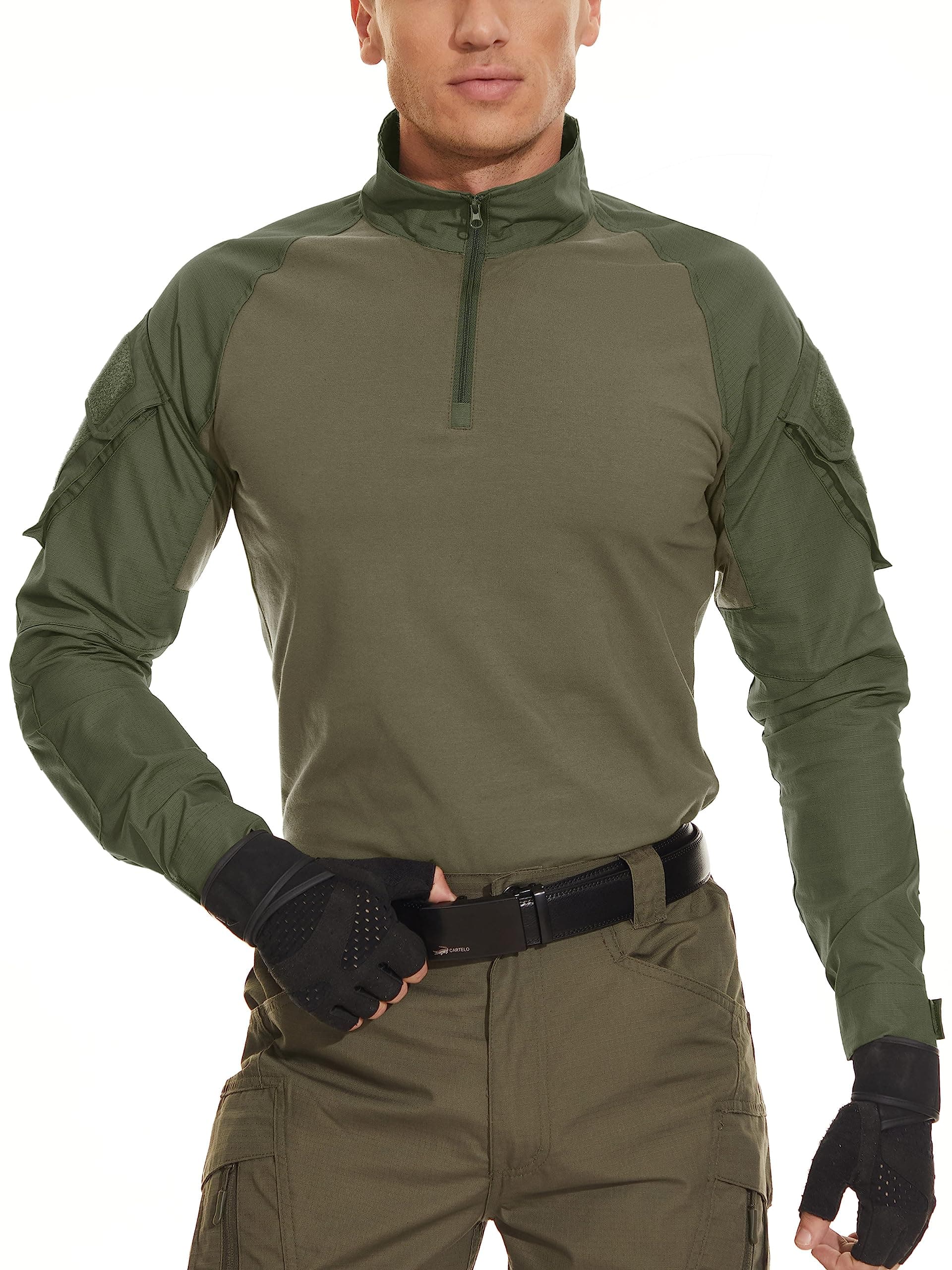 MAGCOMSEN Men's Tactical Military Shirts 1/4 Zip Long Sleeve | Breathable & Durable Army Green - view 6
