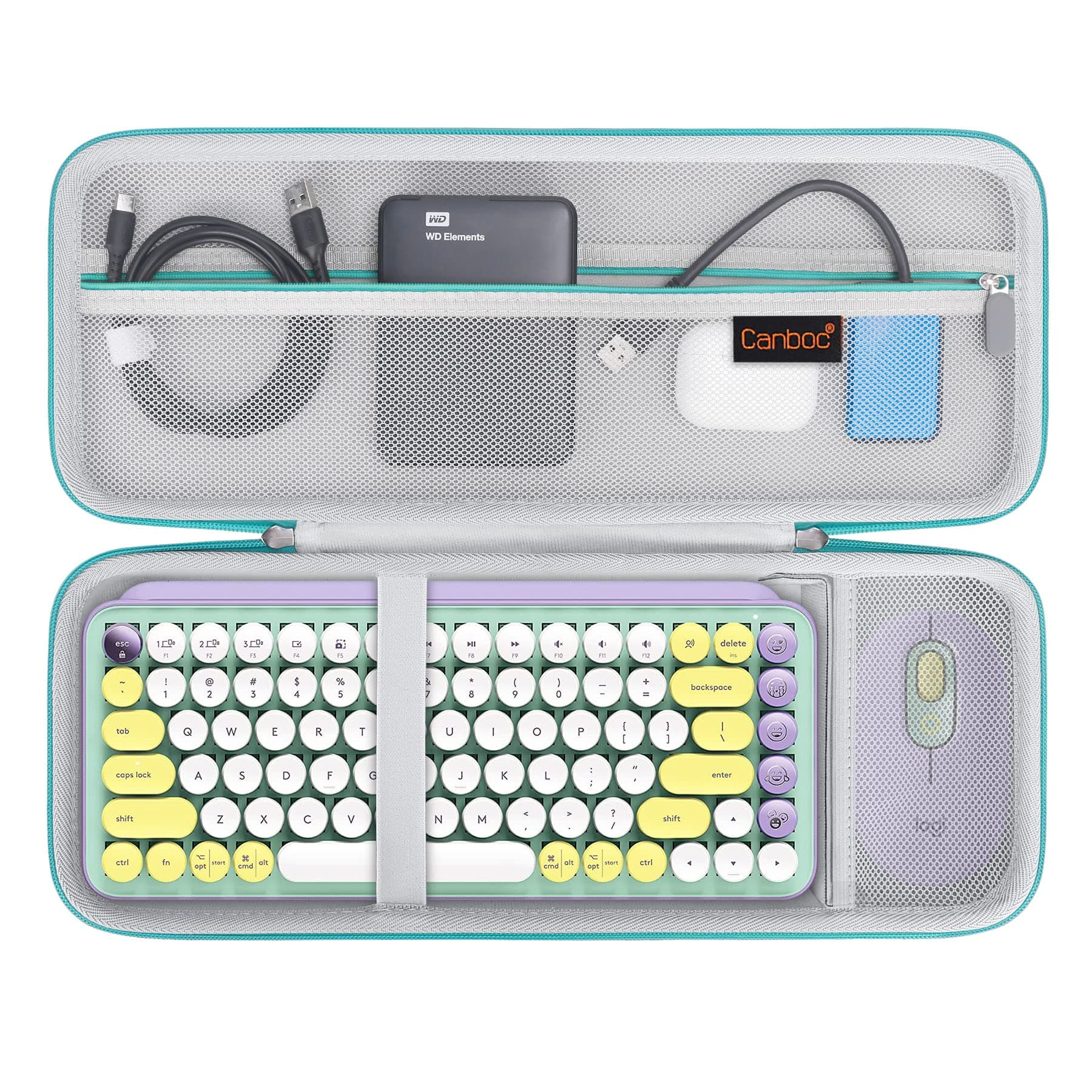 Canboc Case for Logitech POP Keys Mechanical Wireless Keyboard & POP Mouse | Portable, Waterproof, Mint Green - main product image